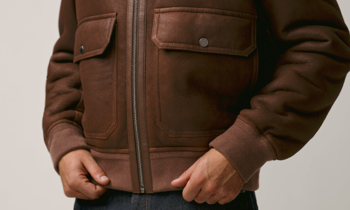 NORTHWIND SHEARLING JACKET - Dark Maple Brown