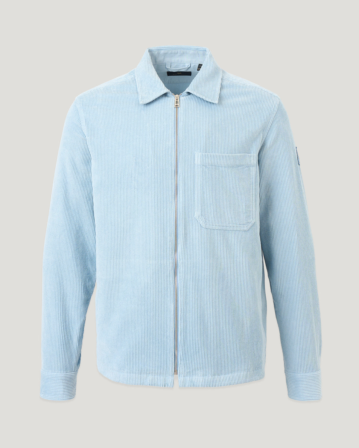 GIACCA-CAMICIA IN VELLUTO A COSTE VALVE CON ZIP - Blu nebbia