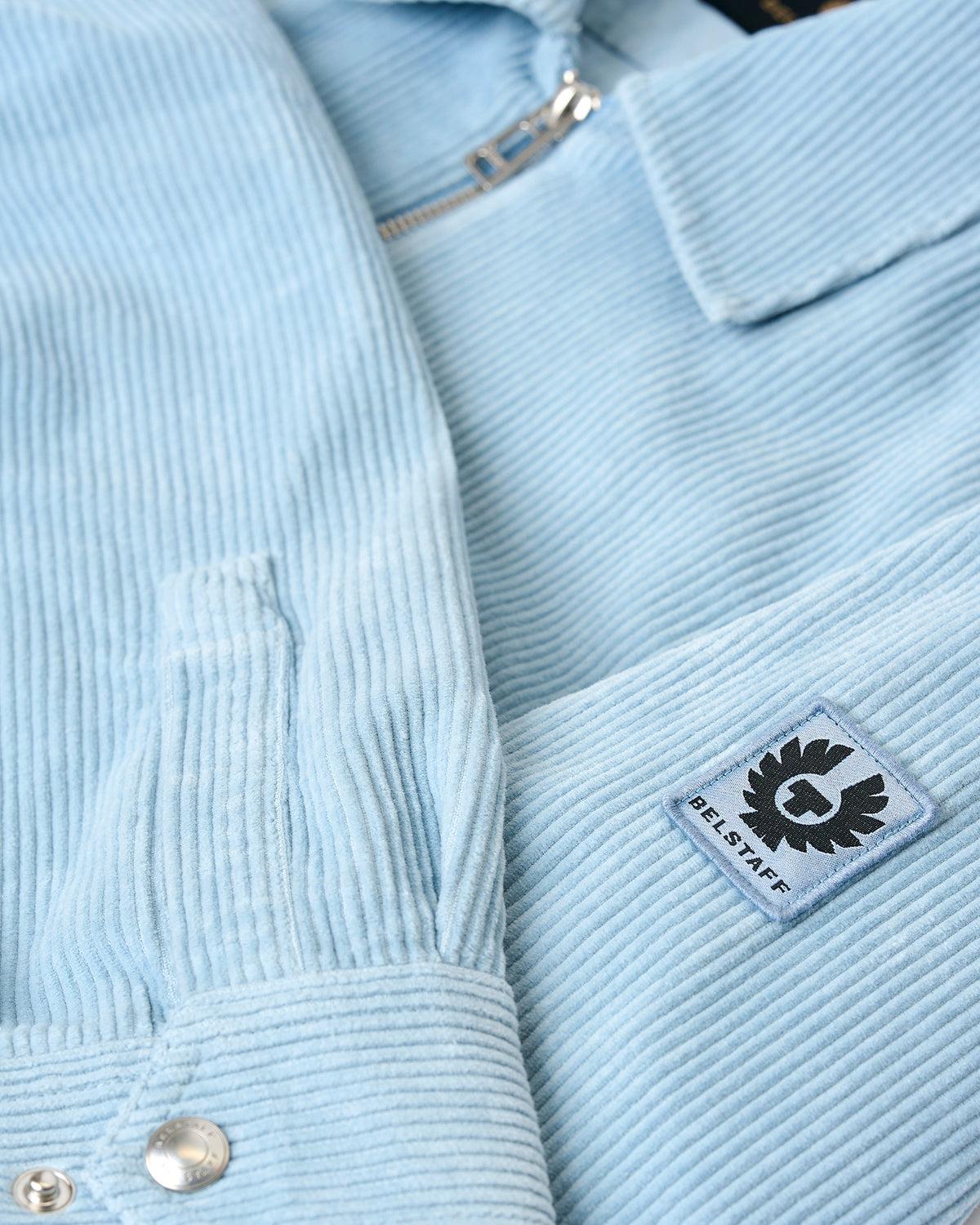GIACCA-CAMICIA IN VELLUTO A COSTE VALVE CON ZIP - Blu nebbia