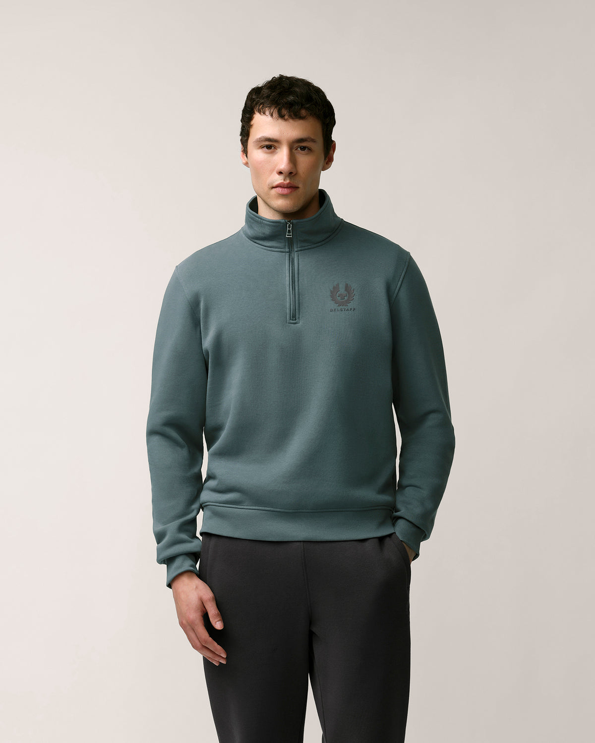 ESSENTIAL QUARTER ZIP SWEATSHIRT - Petrol