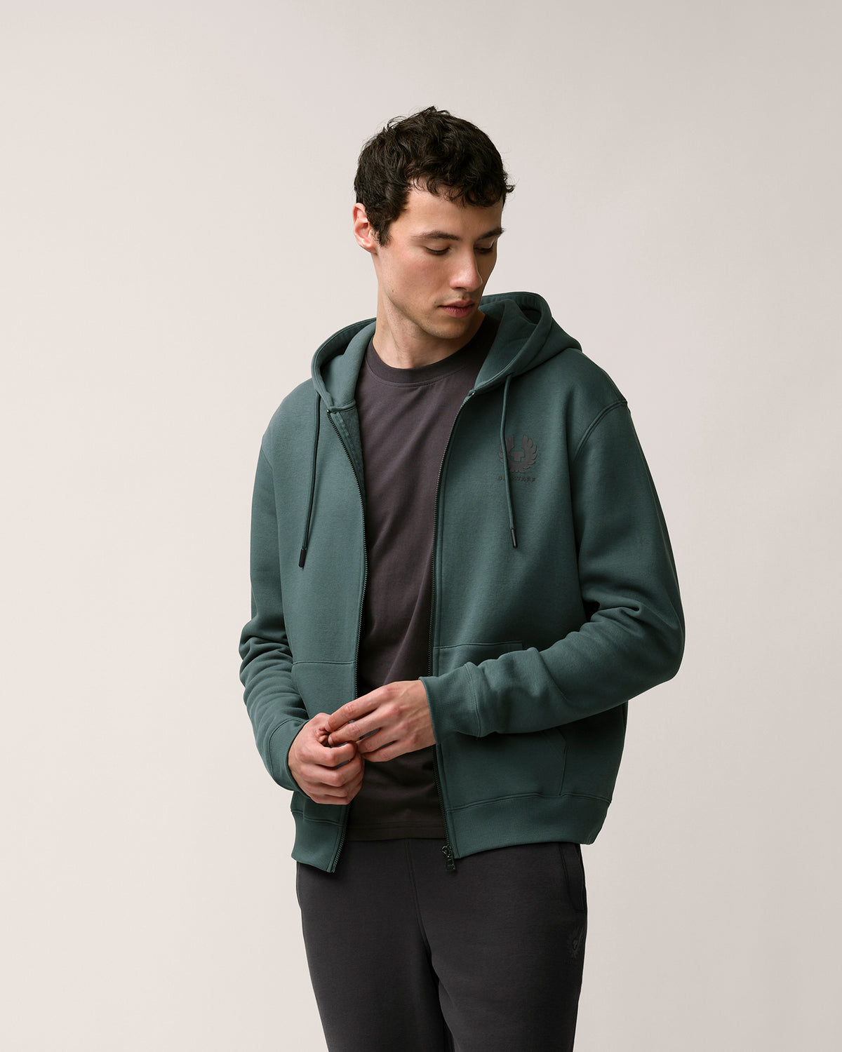 ESSENTIAL FULL ZIP HOODIE - Petrol