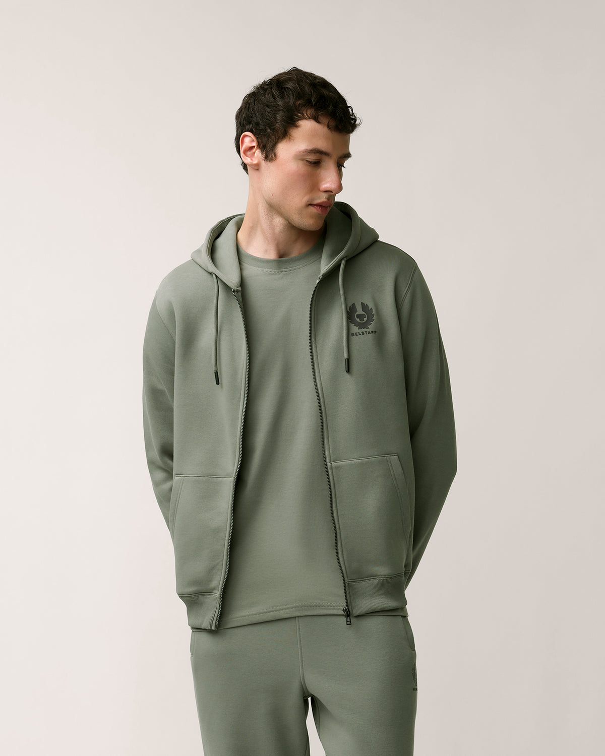 ESSENTIAL FULL ZIP HOODIE - Slate Green