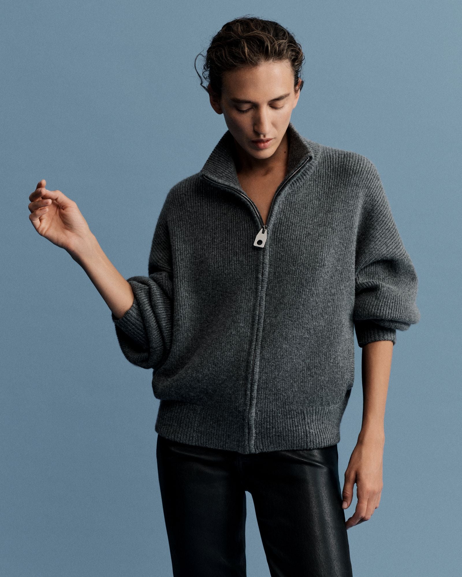 ATOL FULL ZIP CARDIGAN - Graphite