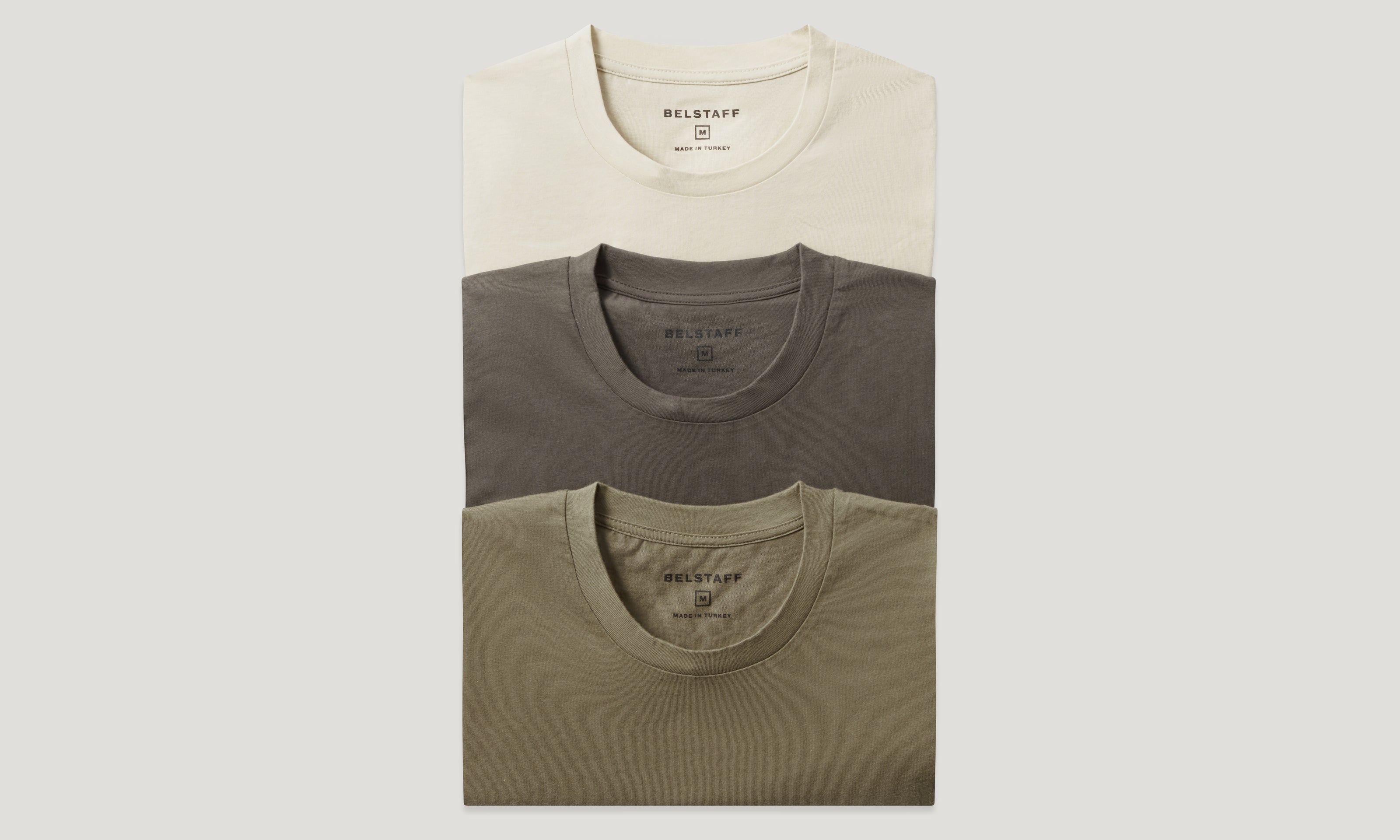 LOT DE 3 T-SHIRTS - Olive / Khaki Green / Pale Stone