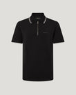Black Alloy Tipped polo with zip placket and contrasting collar trim, Belstaff logo on chest