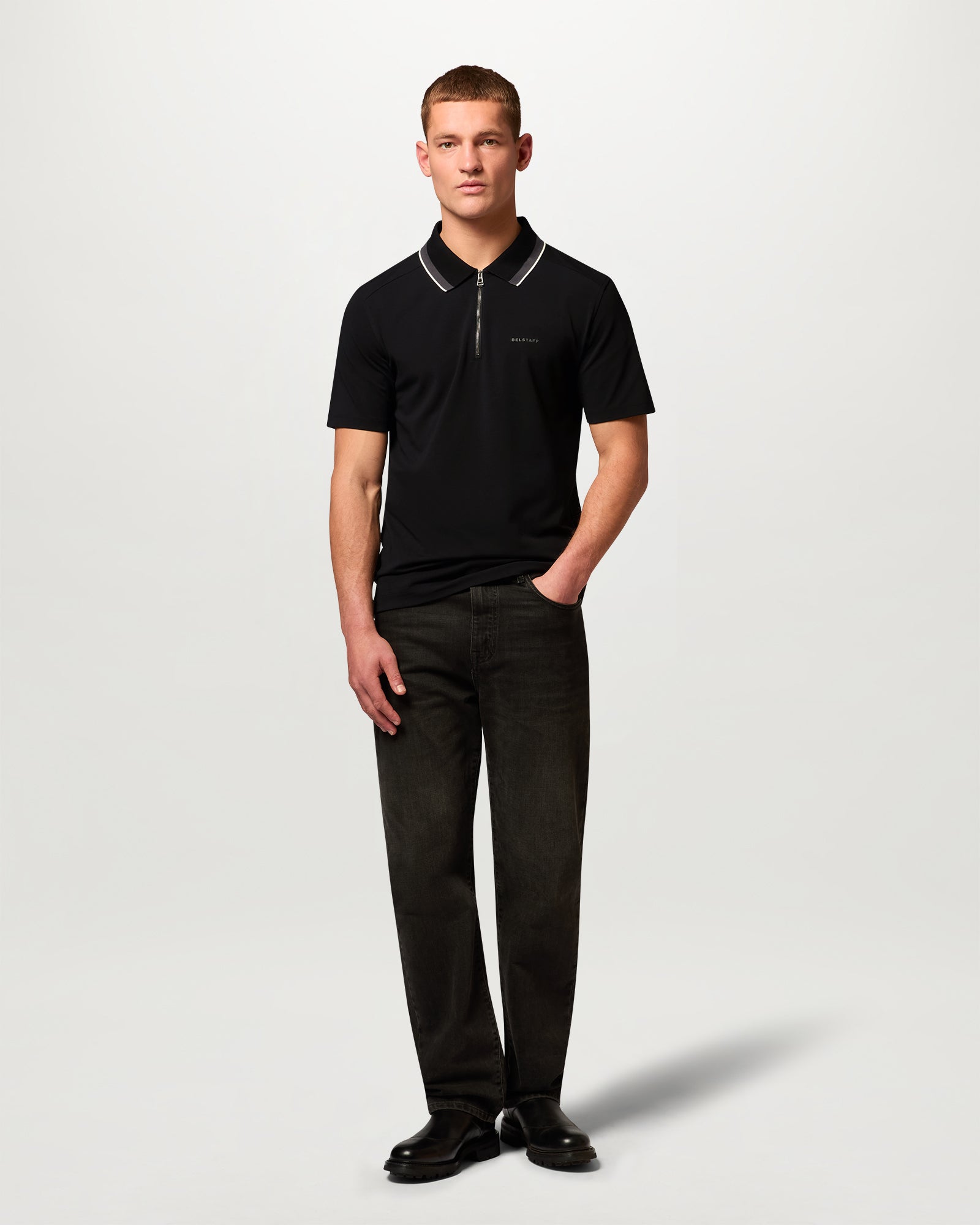 ALLOY TIPPED POLO - Black