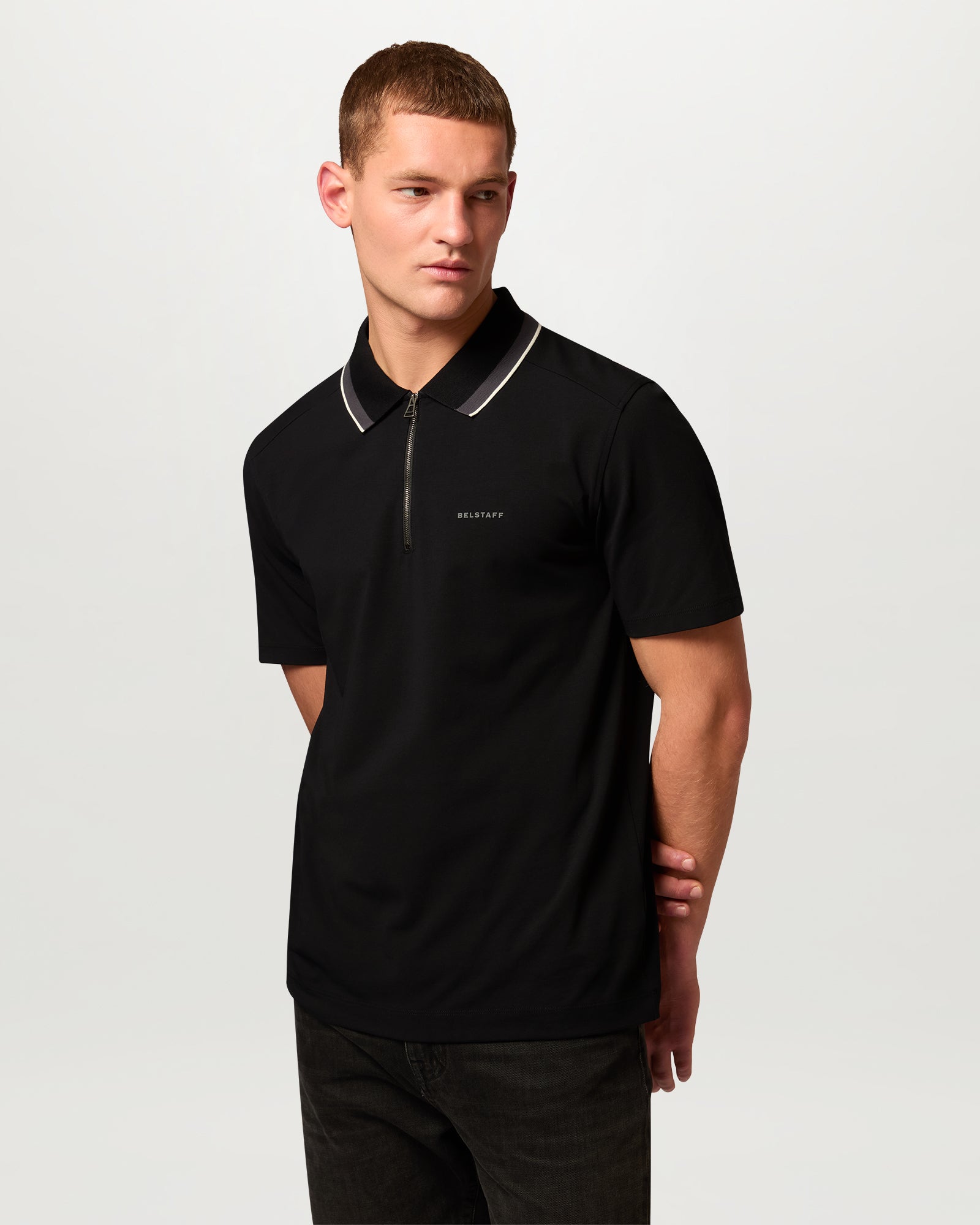 ALLOY TIPPED POLO - Black