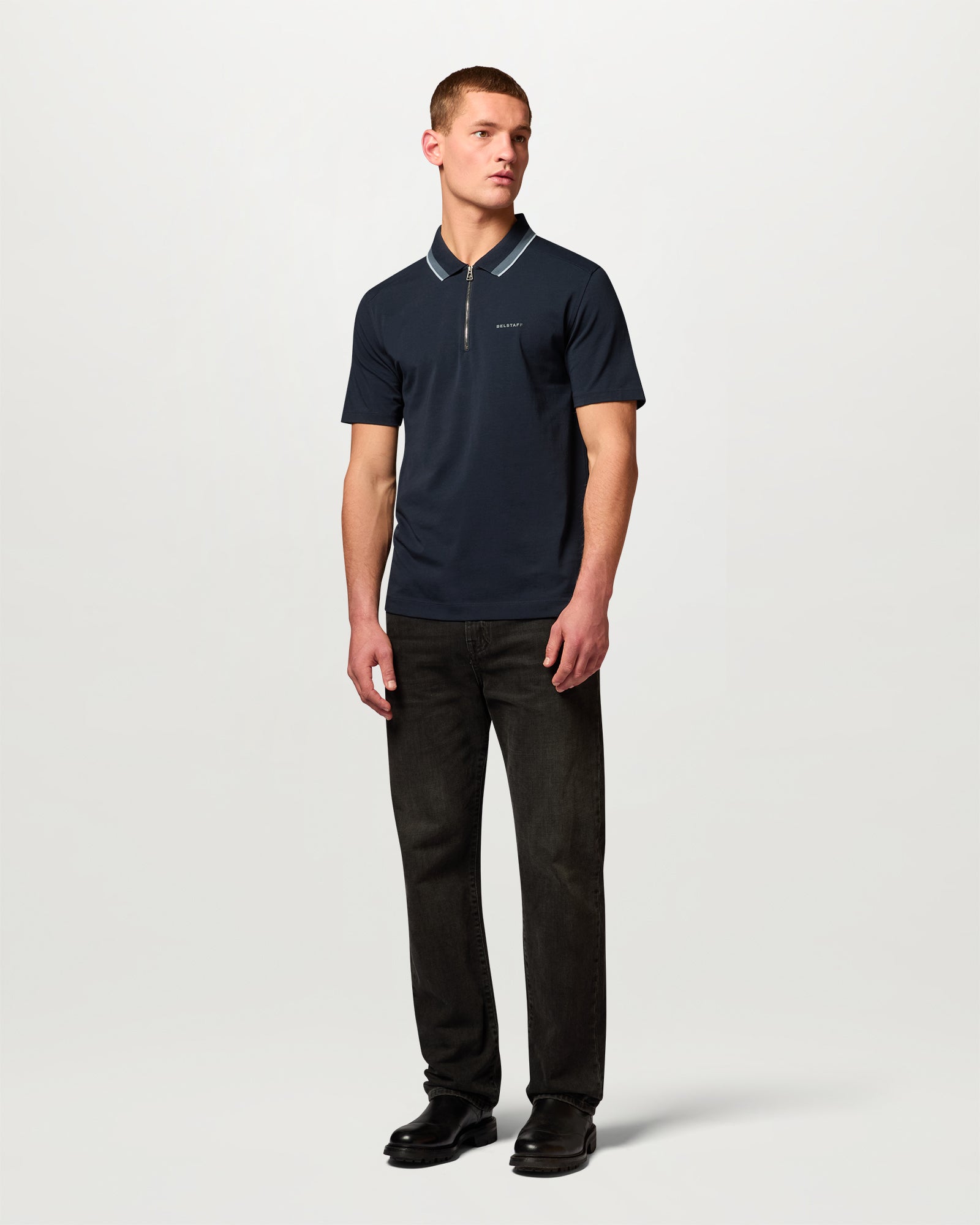 ALLOY TIPPED POLO - Dark Ink