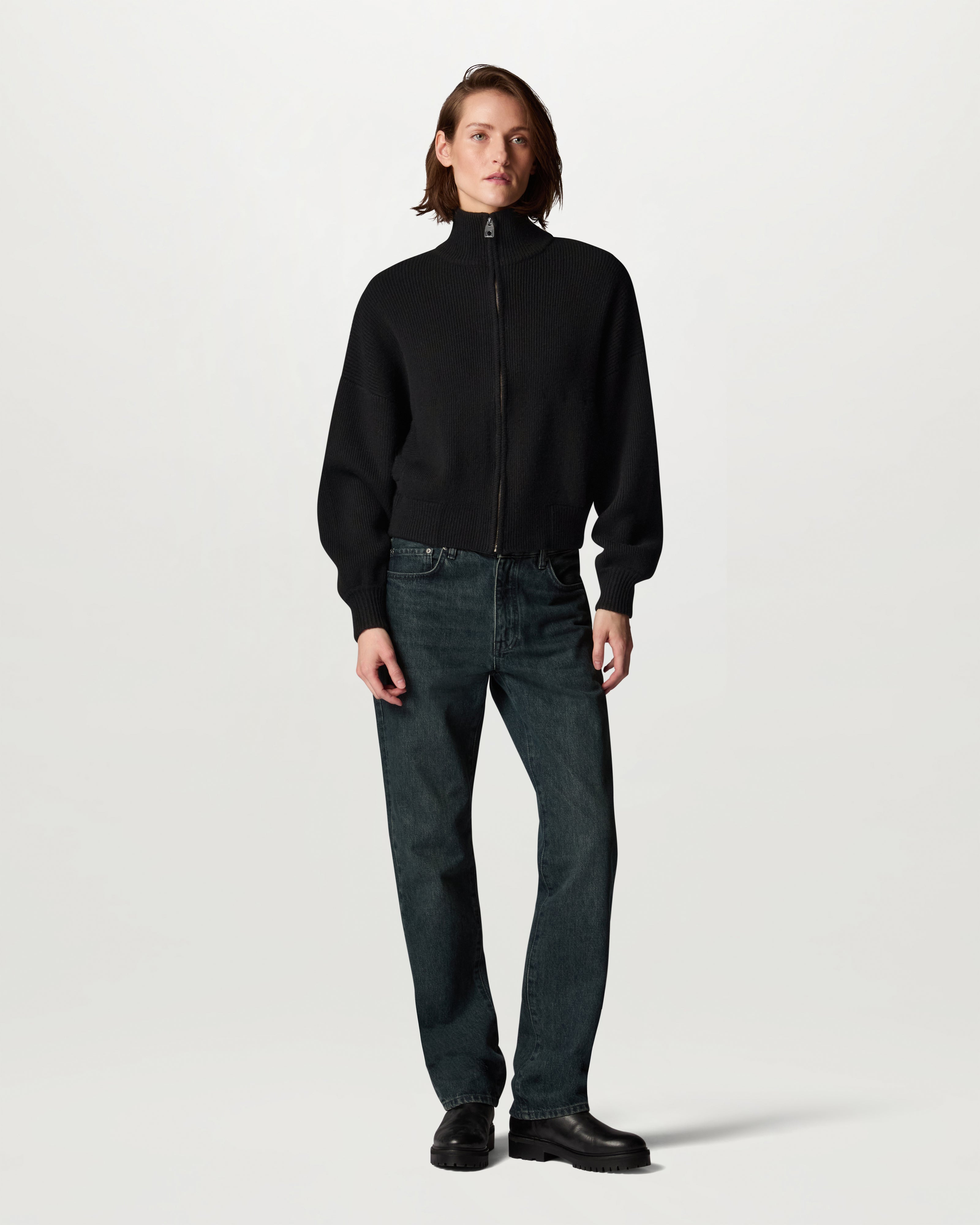 ATOL FULL ZIP CARDIGAN - Black