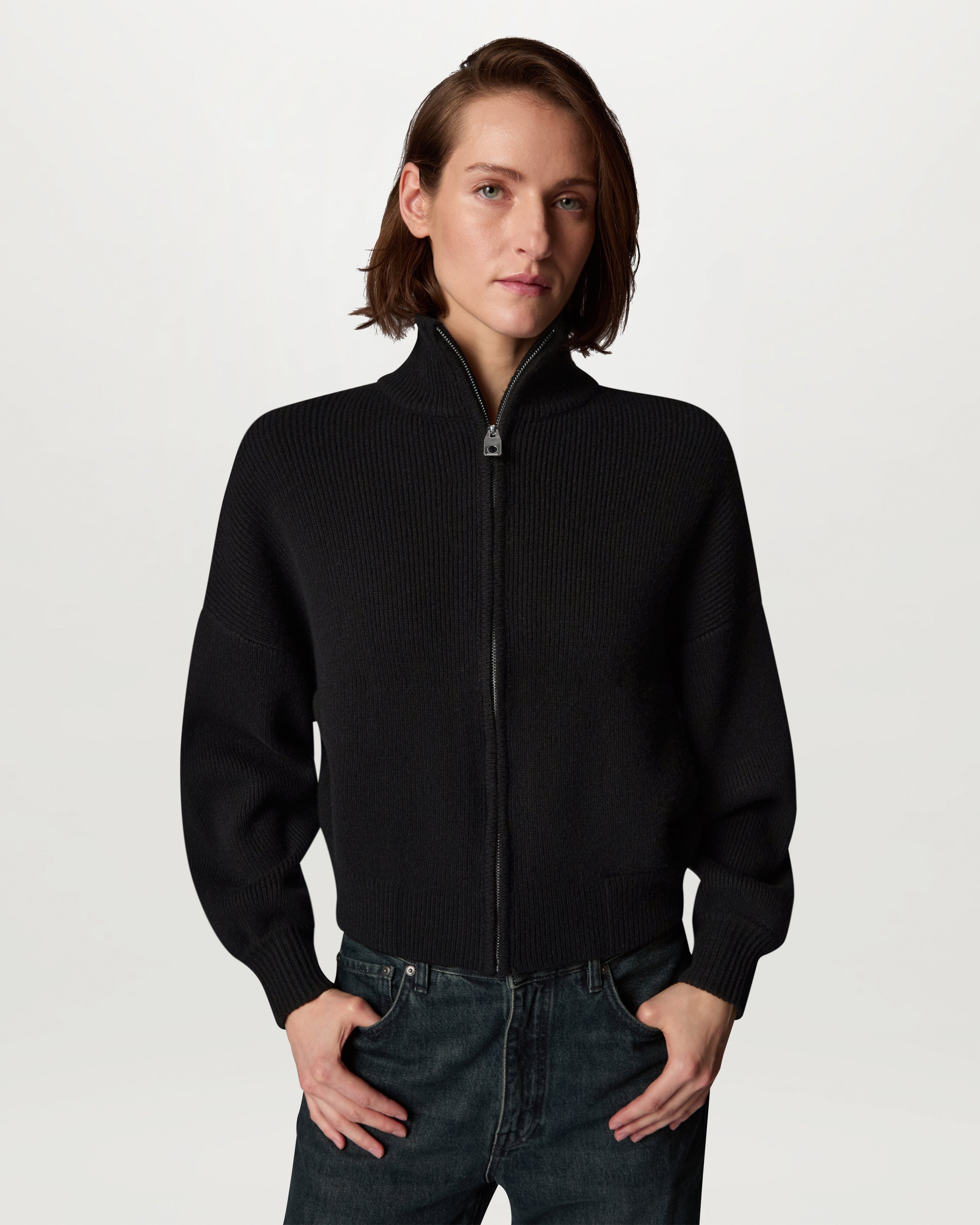 ATOL FULL ZIP CARDIGAN - Black