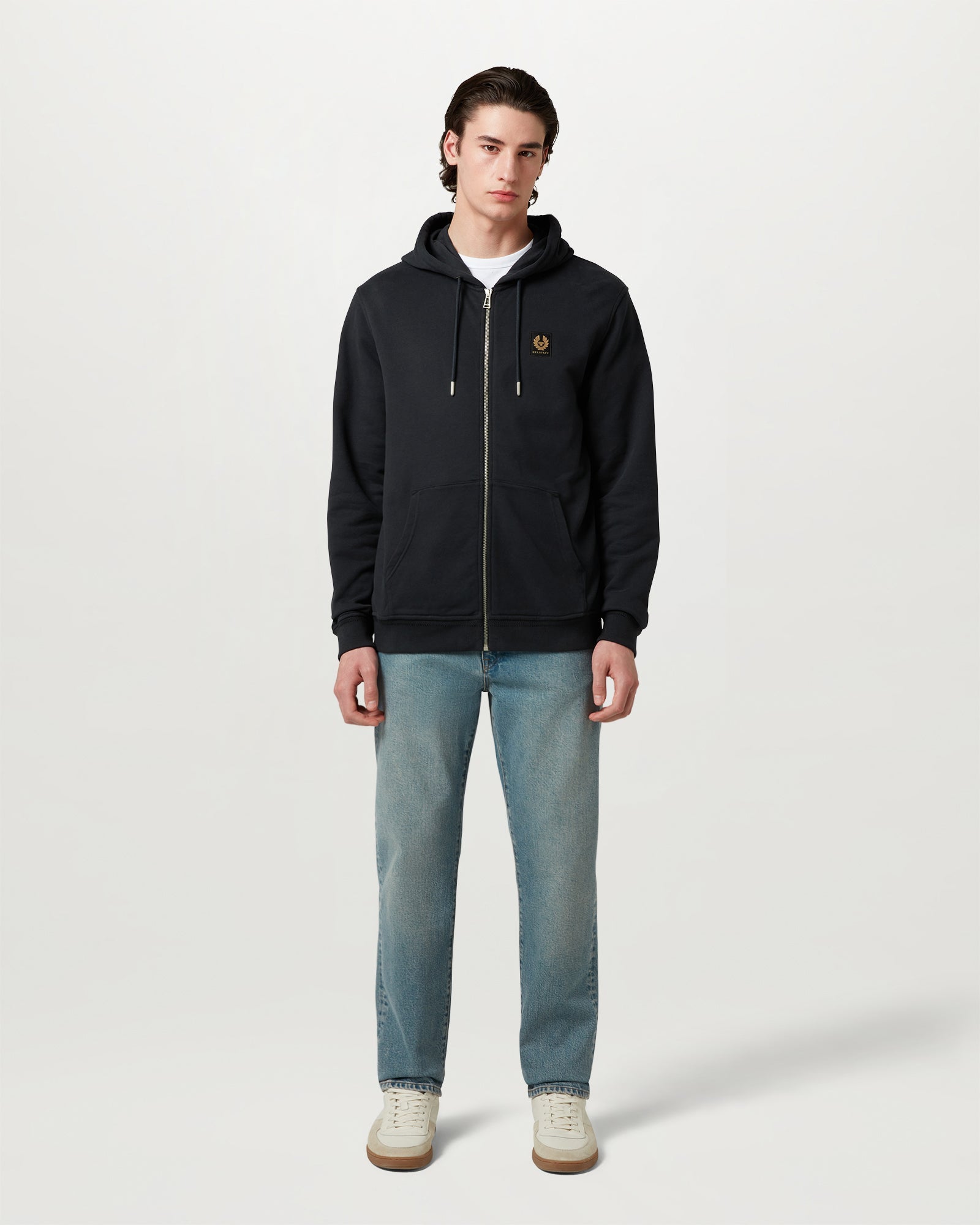 FELPA CON CAPPUCCIO E ZIP INTERA BELSTAFF - Inchiostro scuro