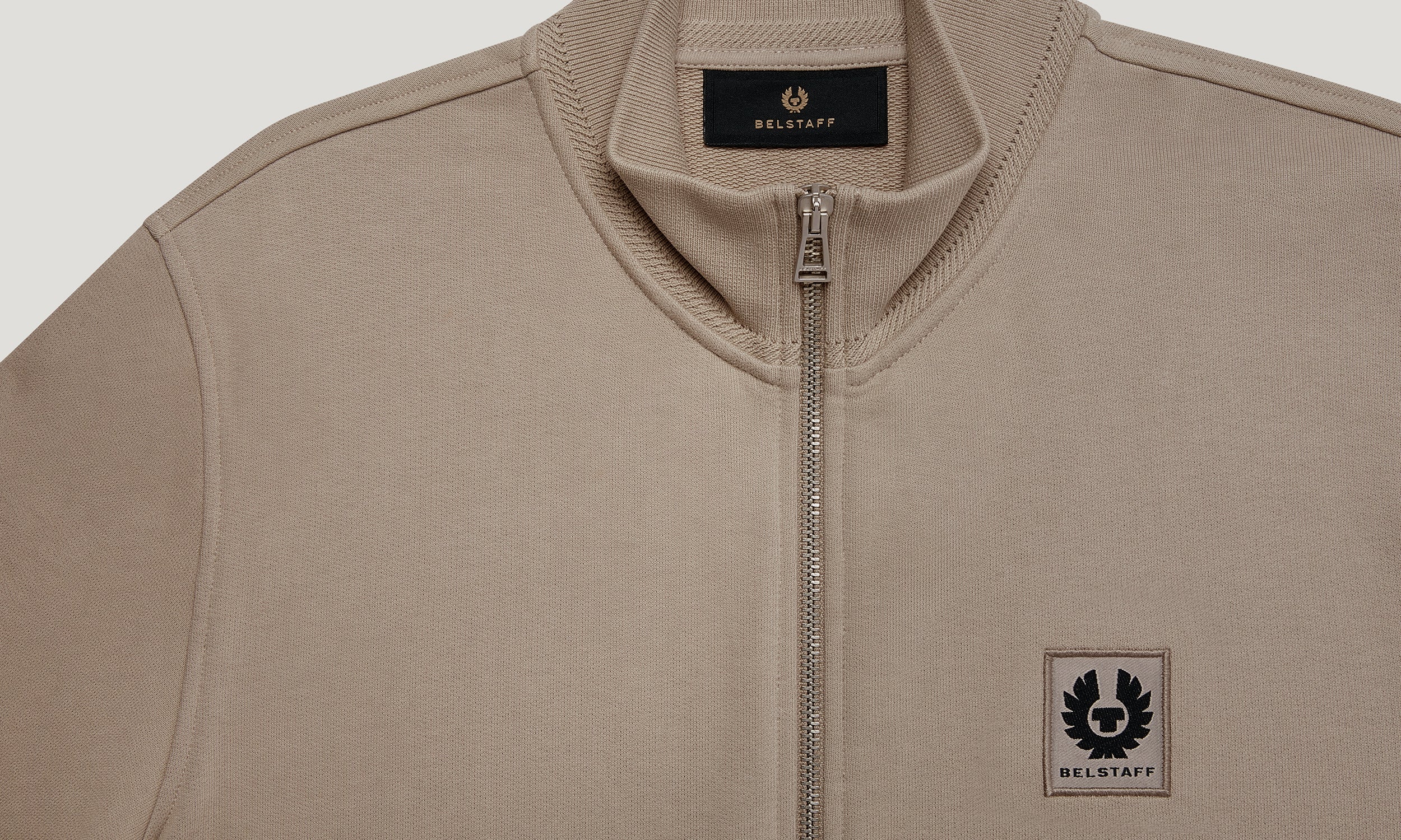 SUDADERA BELSTAFF CON CREMALLERA COMPLETA - Pardo