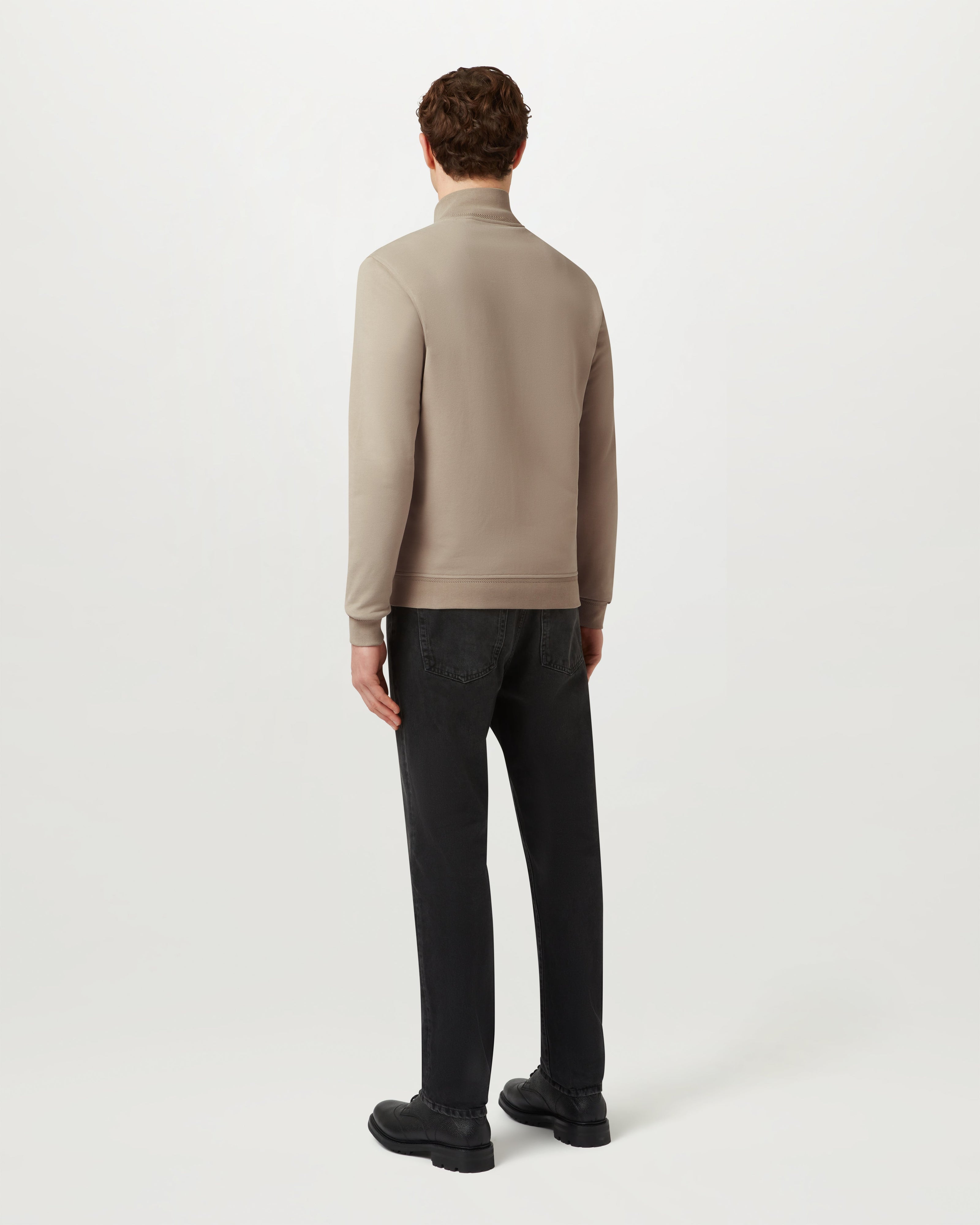 SUDADERA BELSTAFF CON CREMALLERA COMPLETA - Pardo