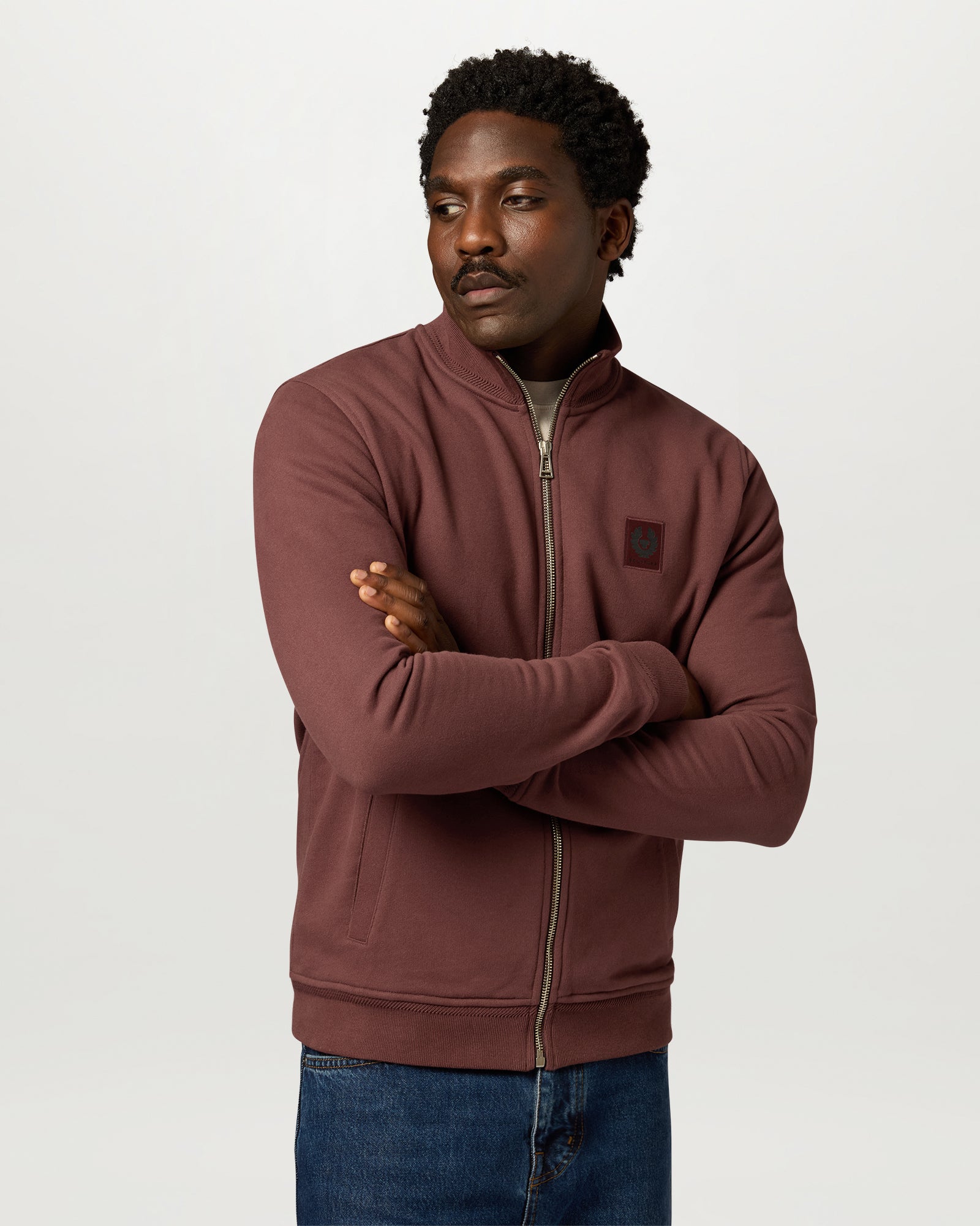 BELSTAFF FULL ZIP SWEATSHIRT - Oxblood