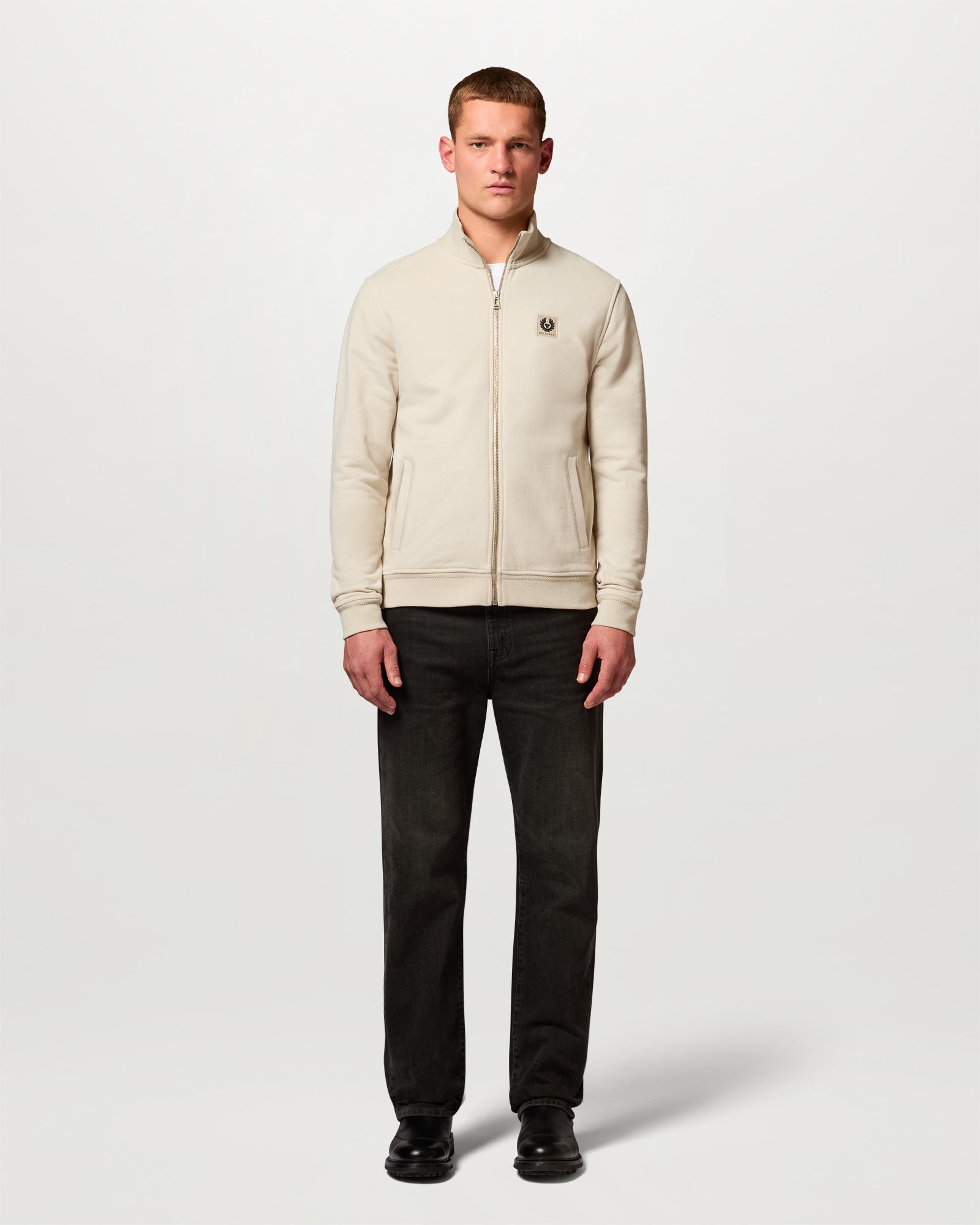 BELSTAFF FULL ZIP SWEATSHIRT - Pale Stone