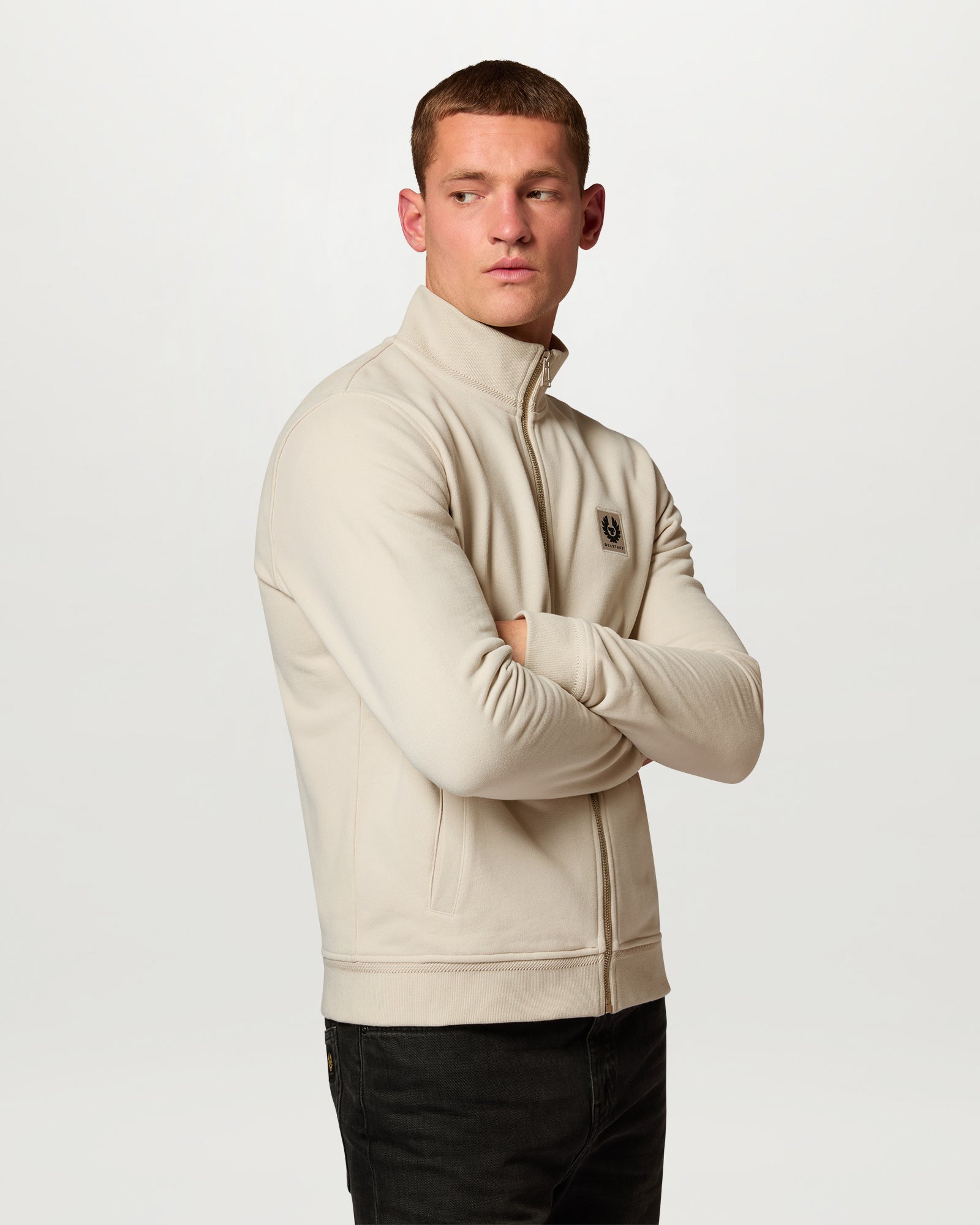BELSTAFF FULL ZIP SWEATSHIRT - Pale Stone