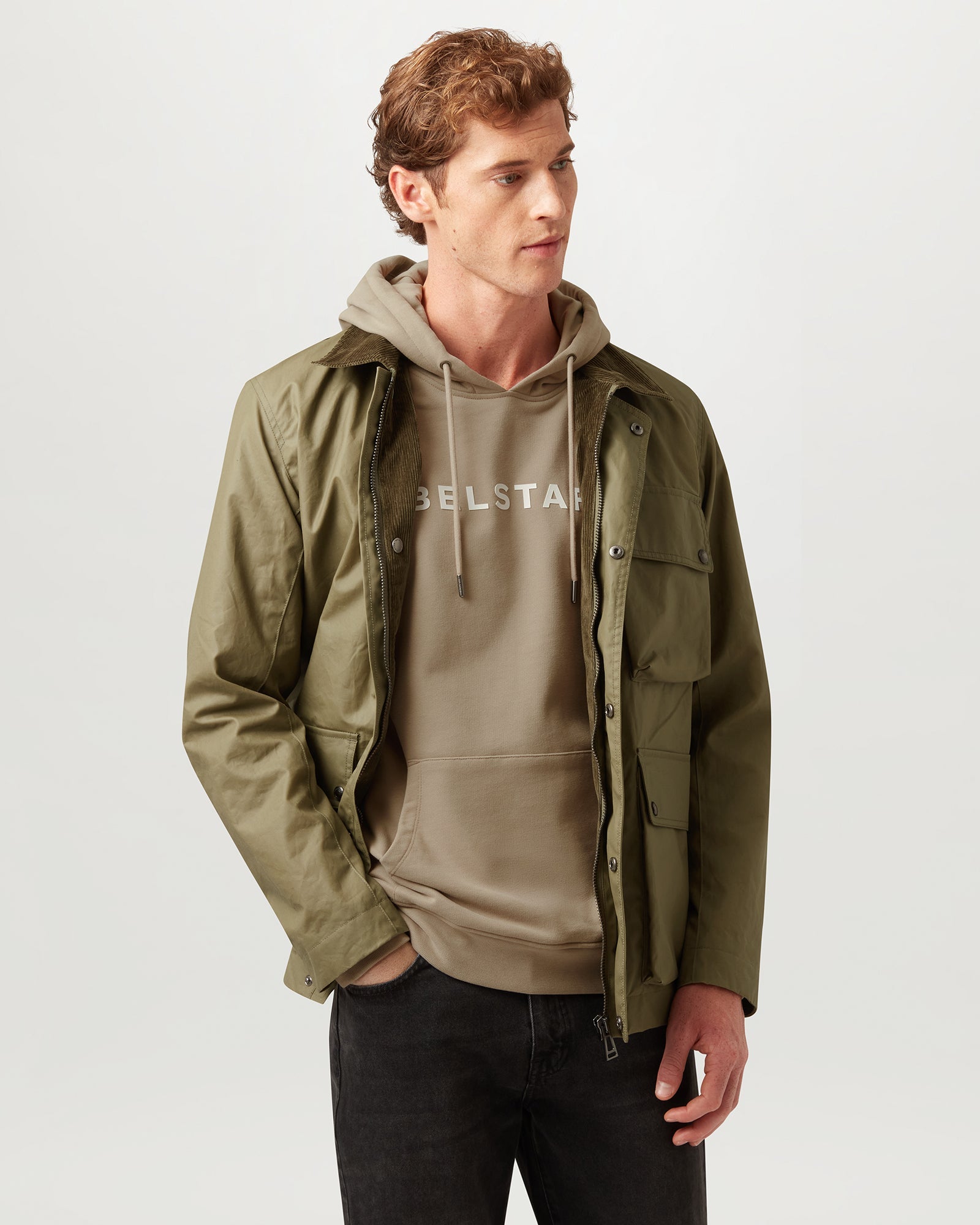 BELSTAFF LOGO HOODIE - Dark Sand