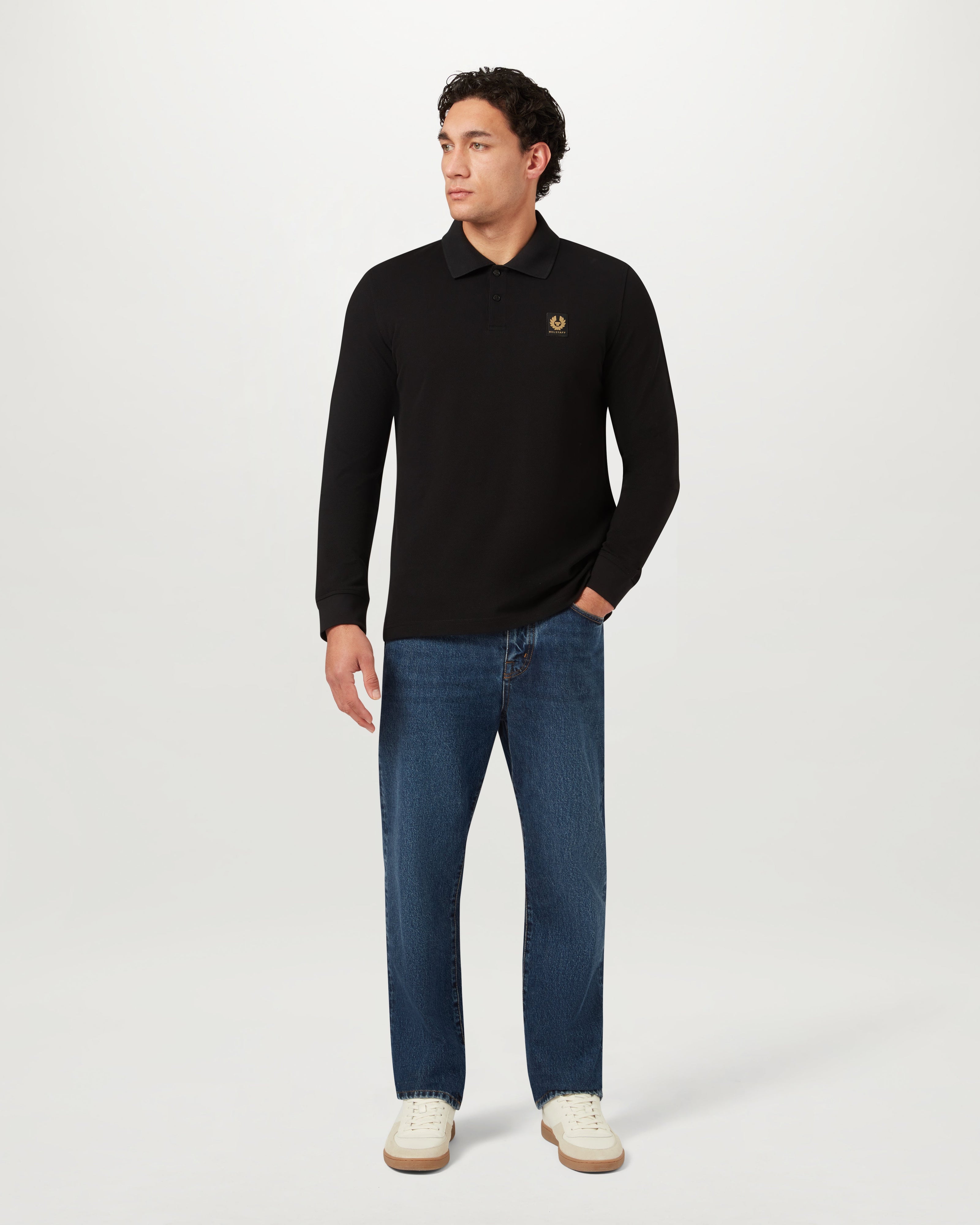 BELSTAFF LONG SLEEVED POLO - Black