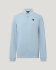 Light blue Belstaff long sleeve polo with textured piqué fabric and a chest phoenix logo