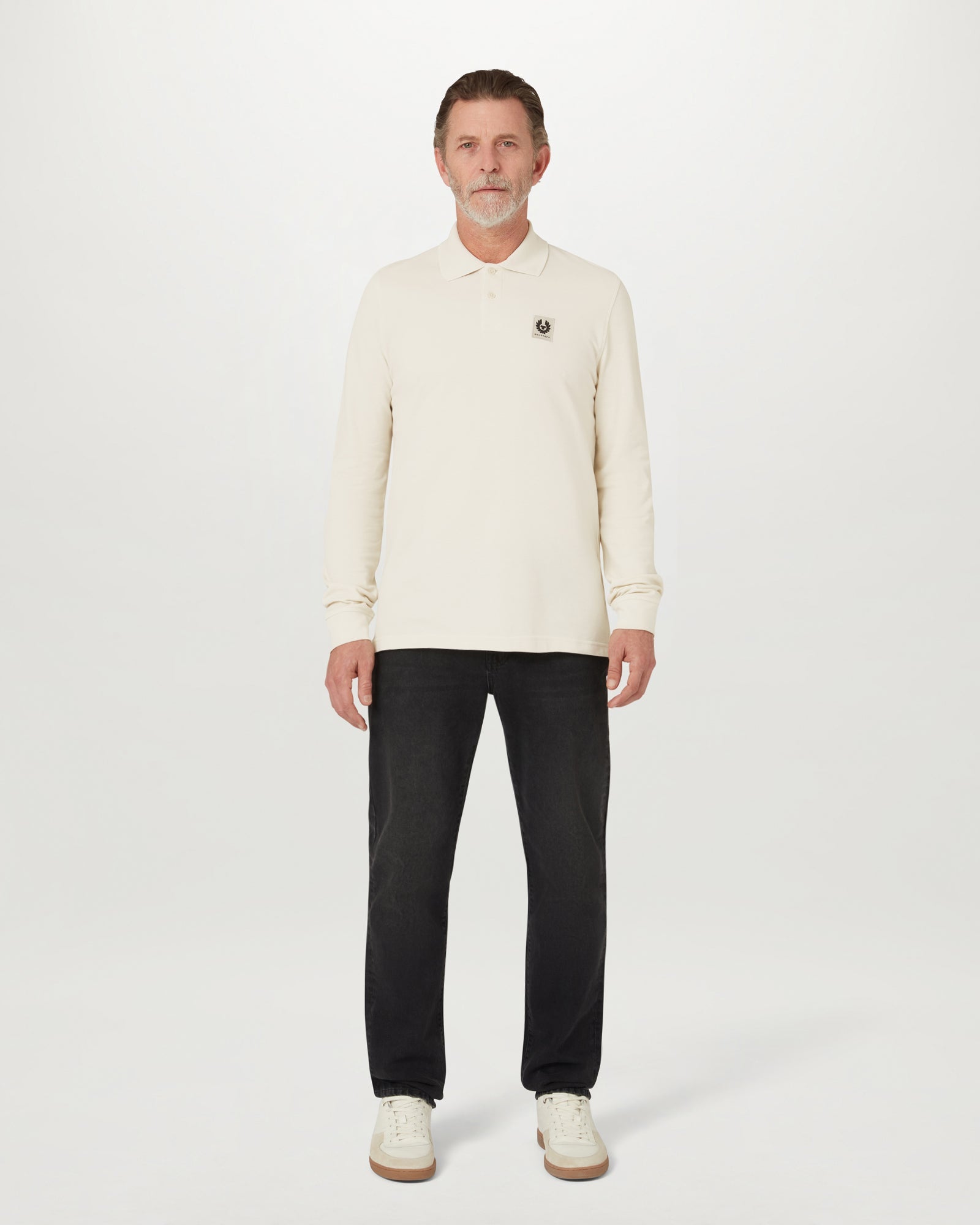 BELSTAFF LONG SLEEVED POLO - Silver Birch