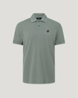 Polo shirt in Atlantic Grey with textured piqué fabric and Belstaff logo patch on the chest.