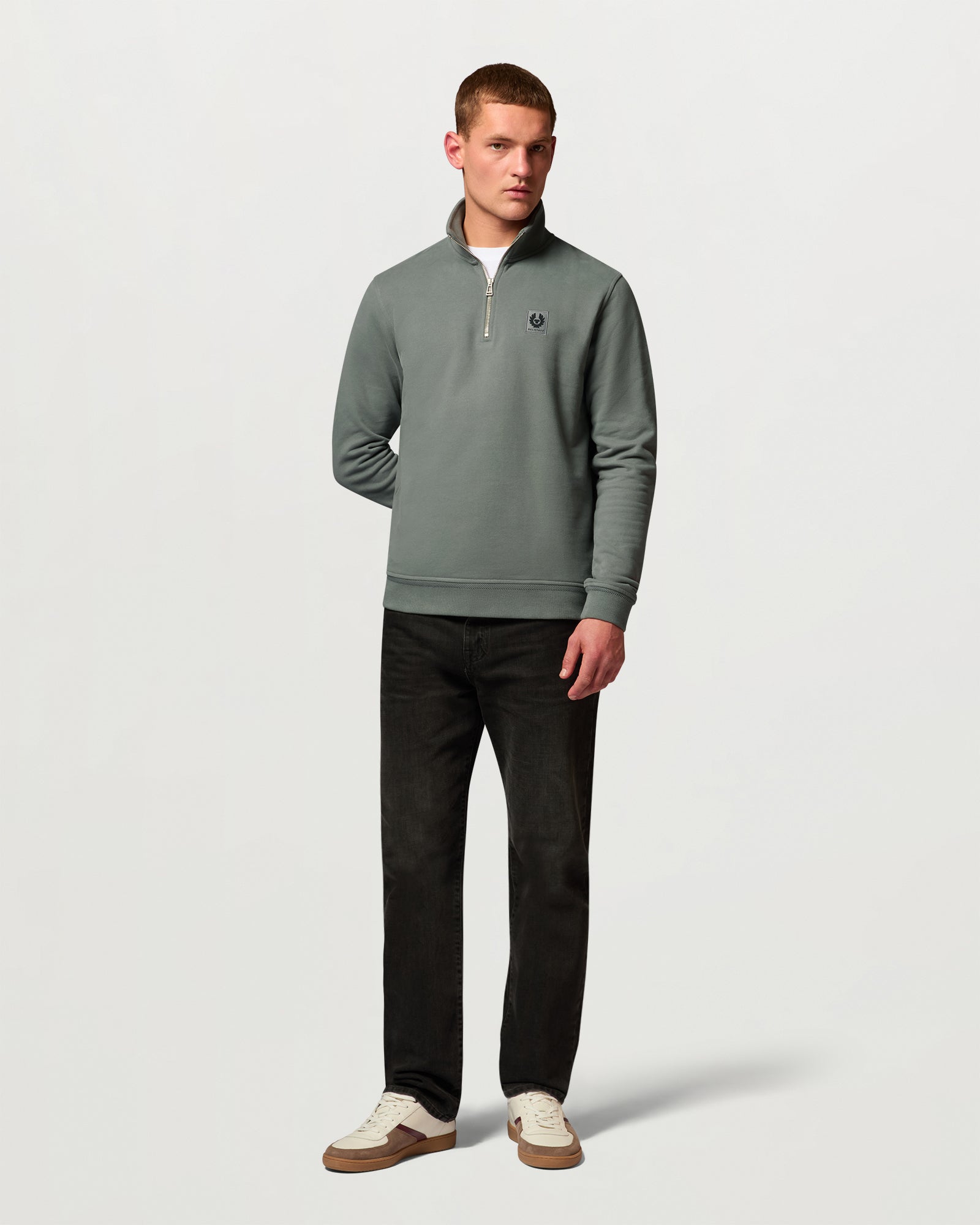 BELSTAFF QUARTER ZIP SWEATSHIRT - Atlantic Grey