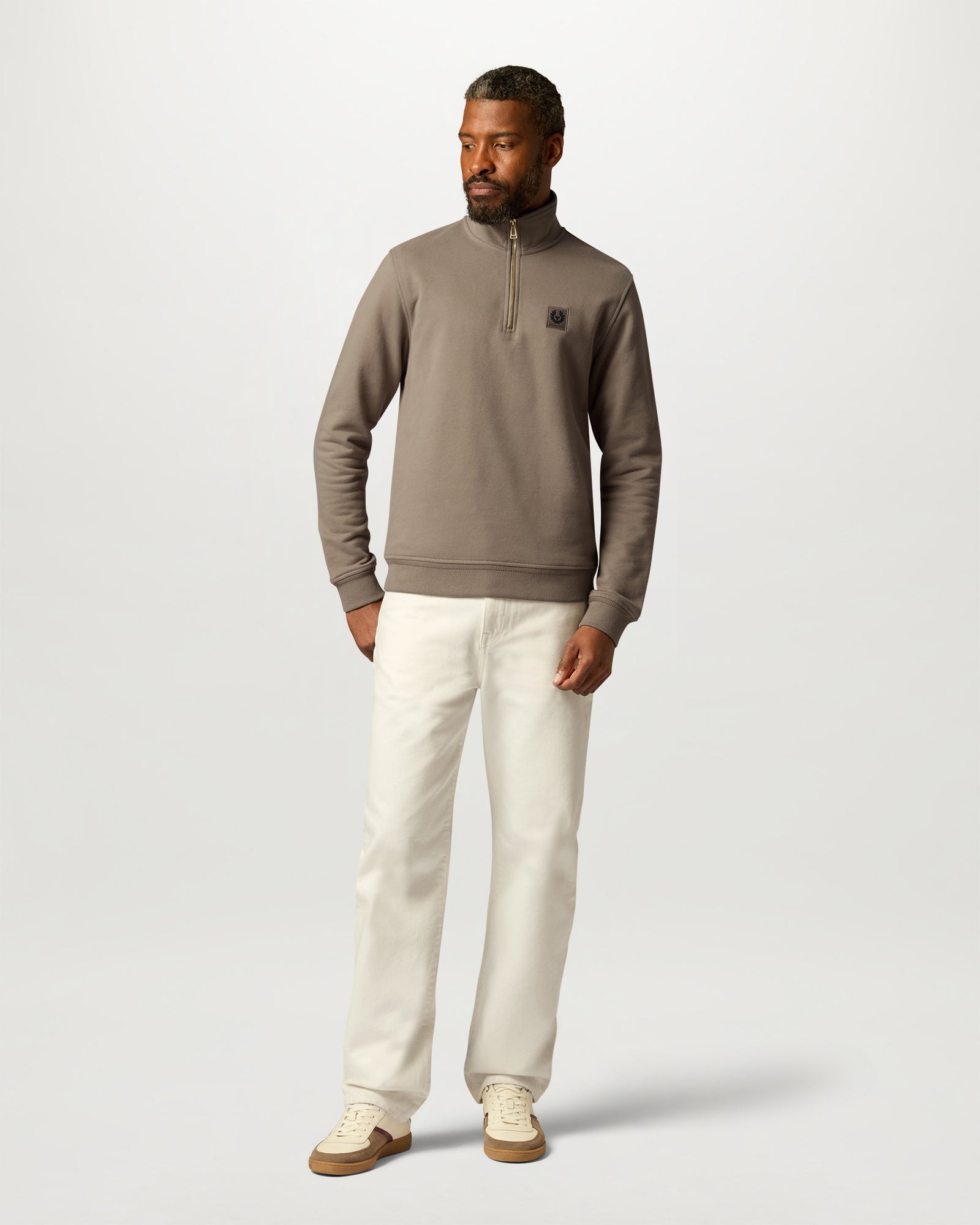 BELSTAFF QUARTER ZIP SWEATSHIRT - Dusty Taupe