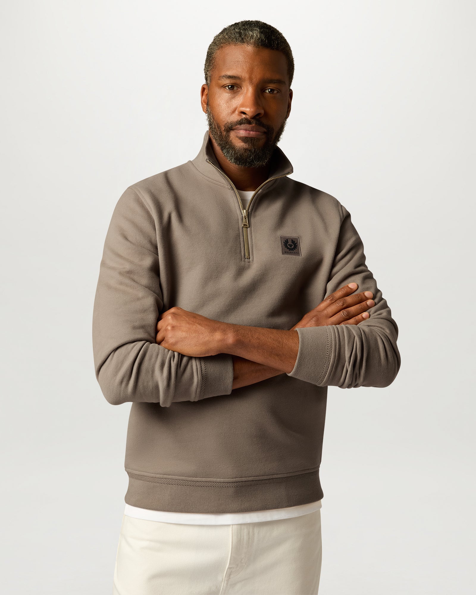 BELSTAFF QUARTER ZIP SWEATSHIRT - Dusty Taupe
