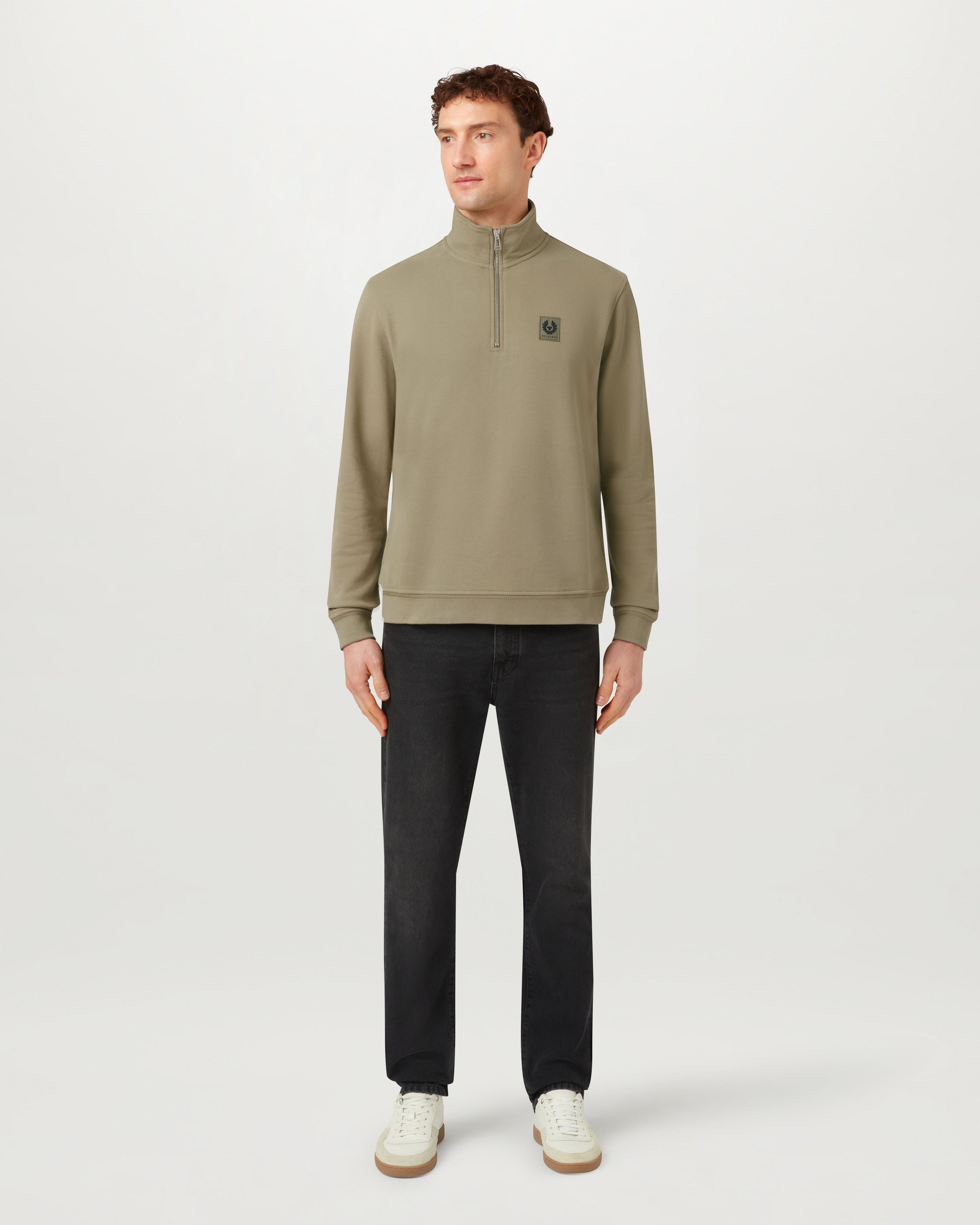 BELSTAFF QUARTER ZIP SWEATSHIRT - Fatigue Green