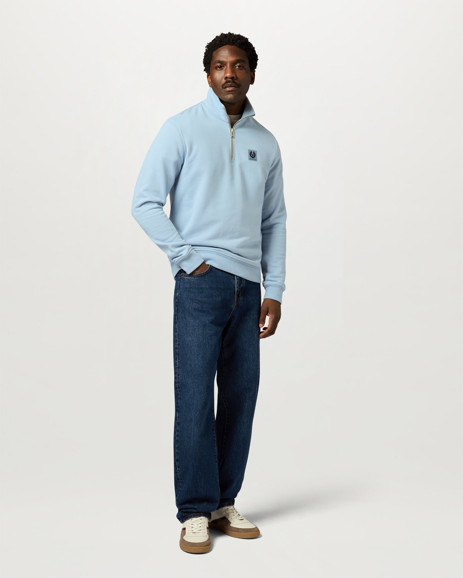 BELSTAFF QUARTER ZIP SWEATSHIRT - Mist Blue