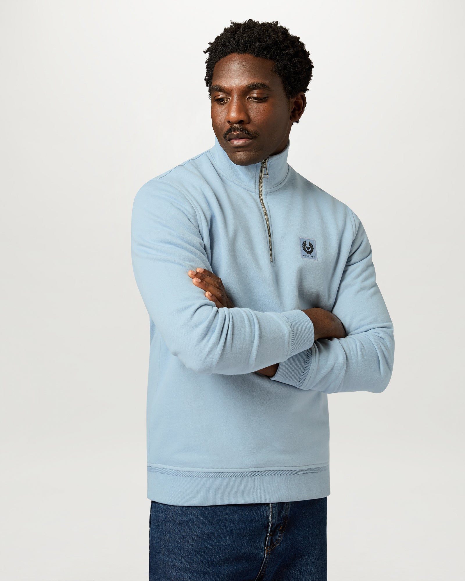 BELSTAFF QUARTER ZIP SWEATSHIRT - Mist Blue