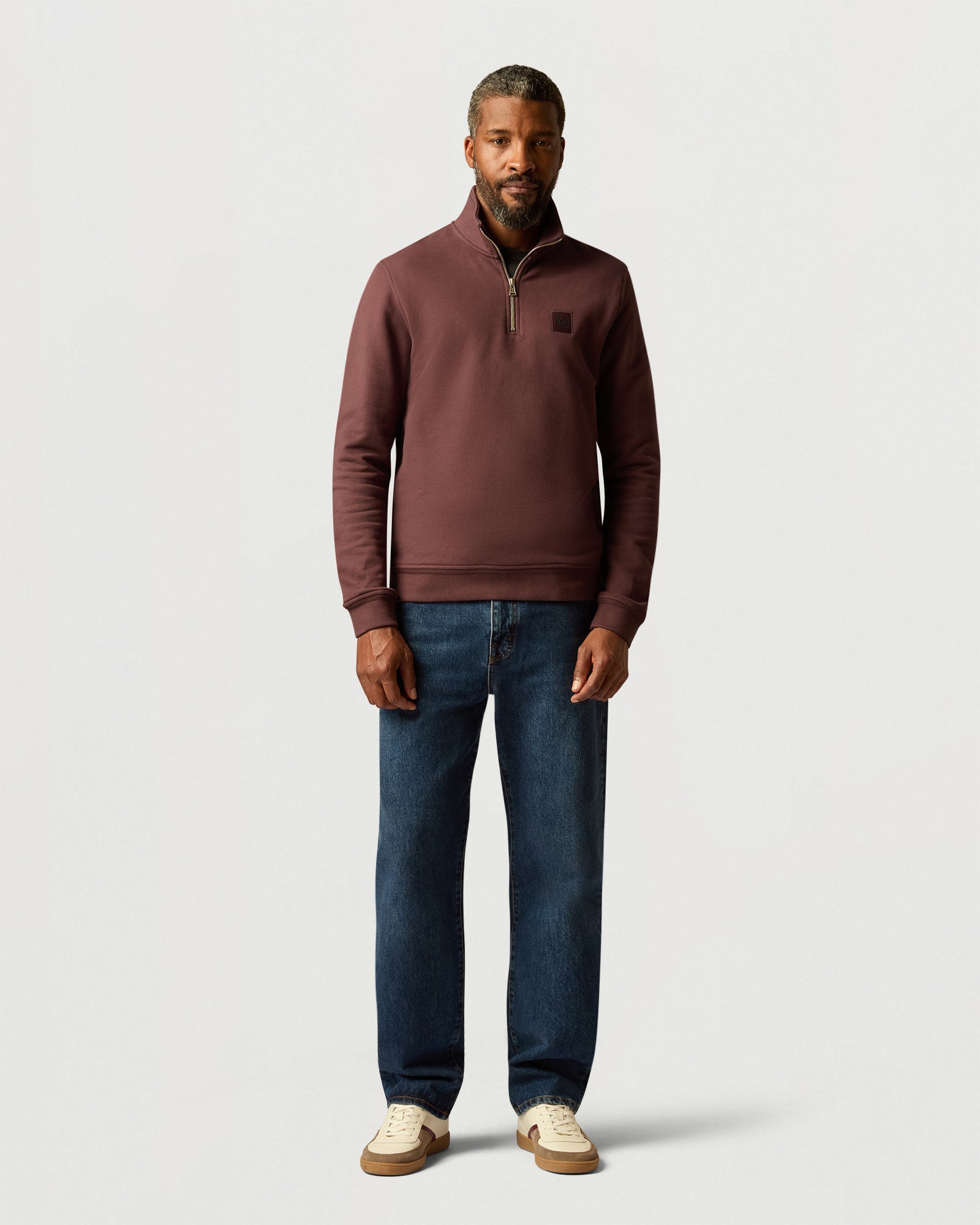 BELSTAFF QUARTER ZIP SWEATSHIRT - Oxblood