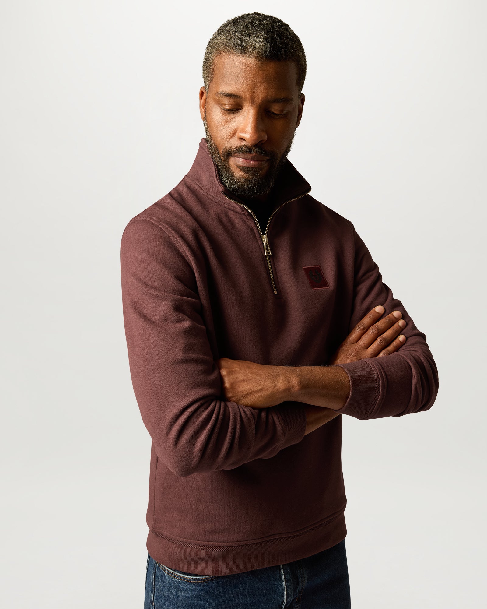 BELSTAFF QUARTER ZIP SWEATSHIRT - Oxblood