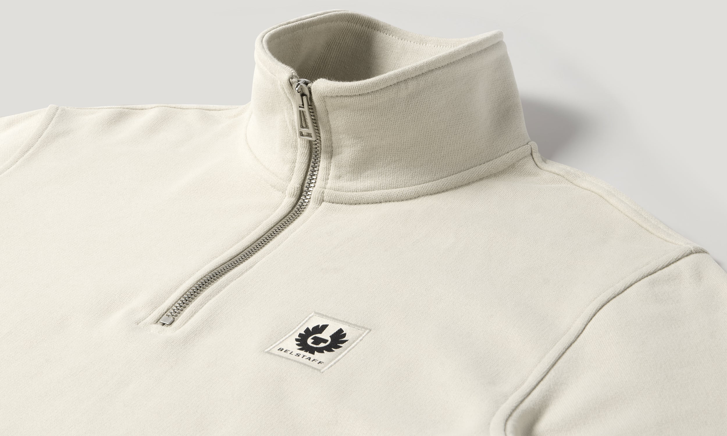 BELSTAFF QUARTER ZIP SWEATSHIRT - Pale Stone