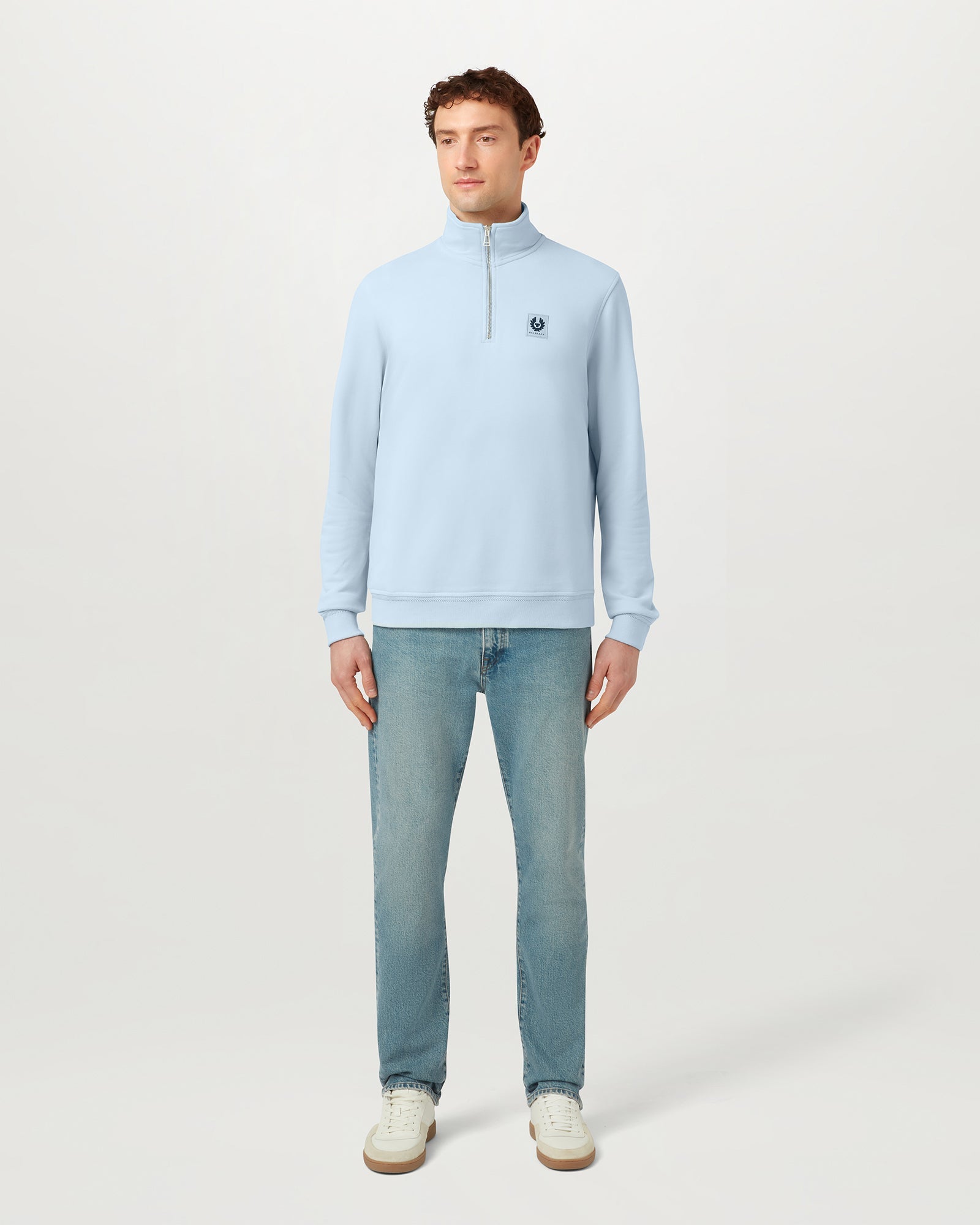 BELSTAFF QUARTER ZIP SWEATSHIRT - Sky Blue