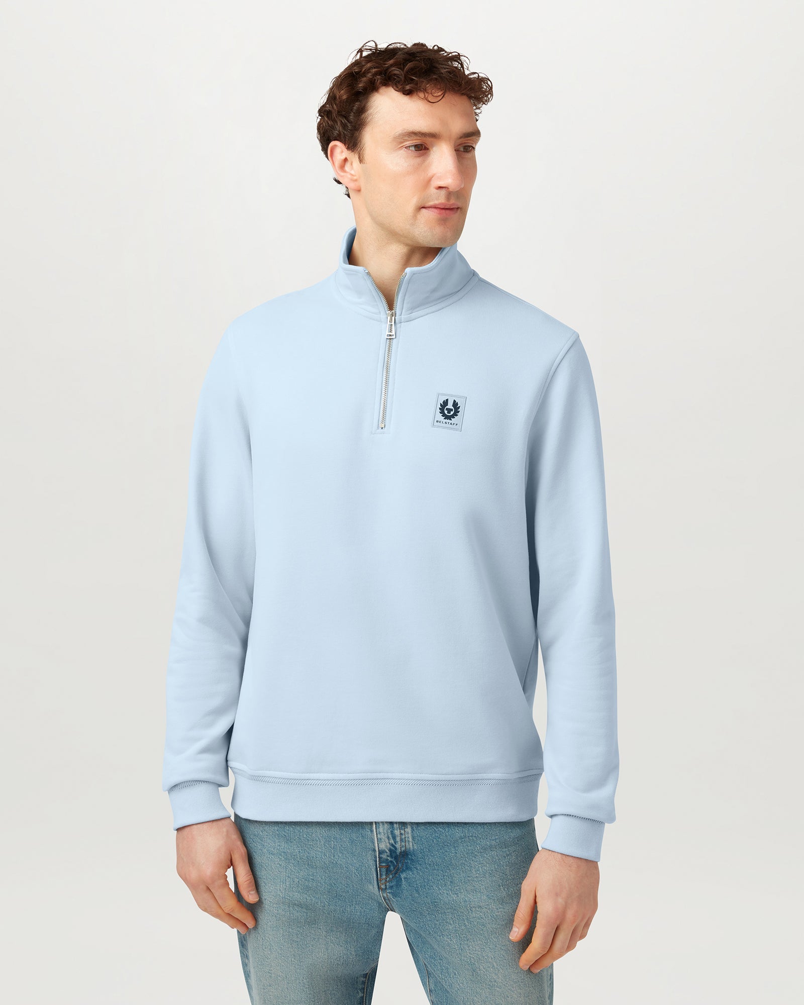 BELSTAFF QUARTER ZIP SWEATSHIRT - Sky Blue