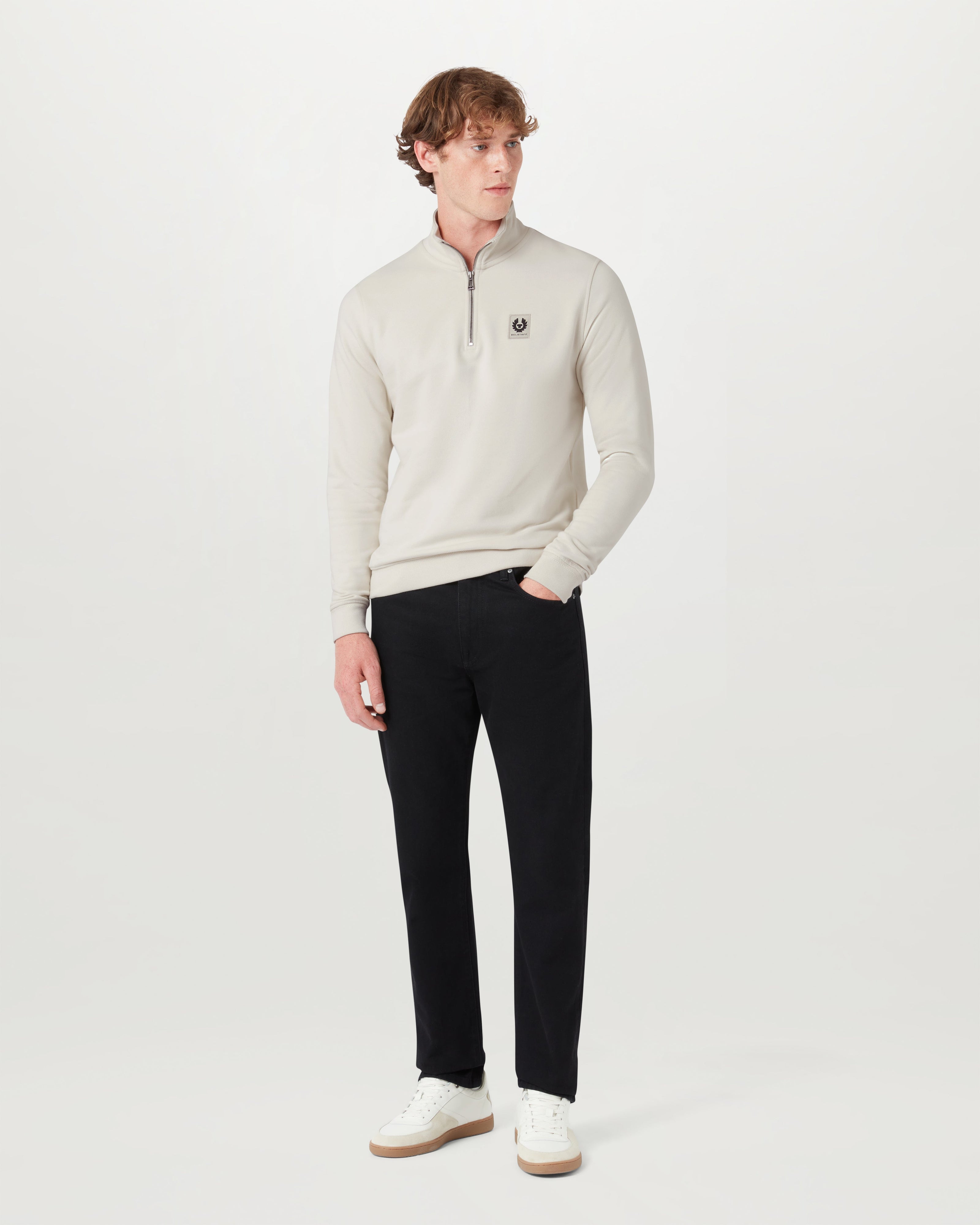 BELSTAFF QUARTER ZIP SWEATSHIRT - Silver Birch