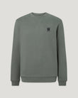 Front close up of Atlantic Grey Belstaff sweatshirt with small chest logo patch