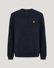 Dark ink Belstaff sweatshirt with a chest patch and V neck stitching.