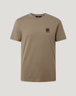 Dusty taupe Belstaff crew neck T shirt with small logo patch on chest