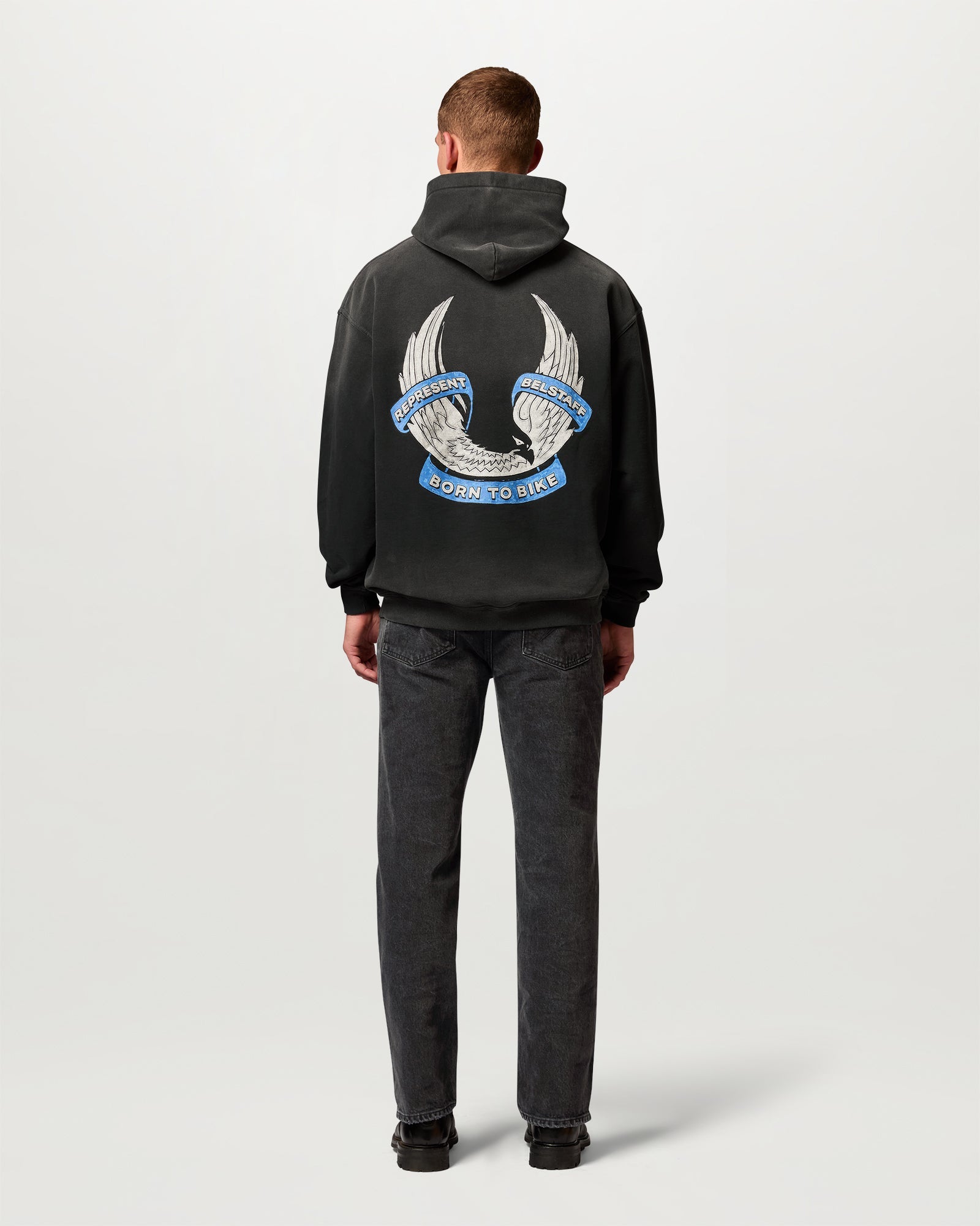 BELSTAFF X REPRESENT BORN TO BIKE HOODIE - Aged Black