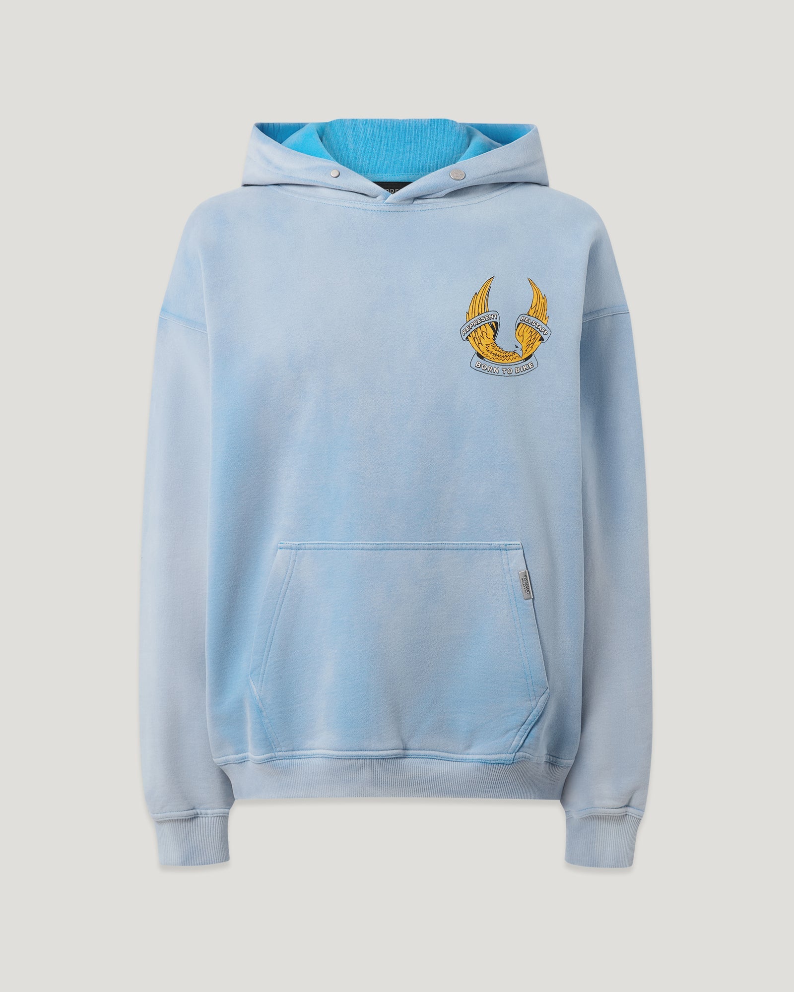 BELSTAFF X REPRESENT BORN TO BIKE HOODIE - Washed Blue