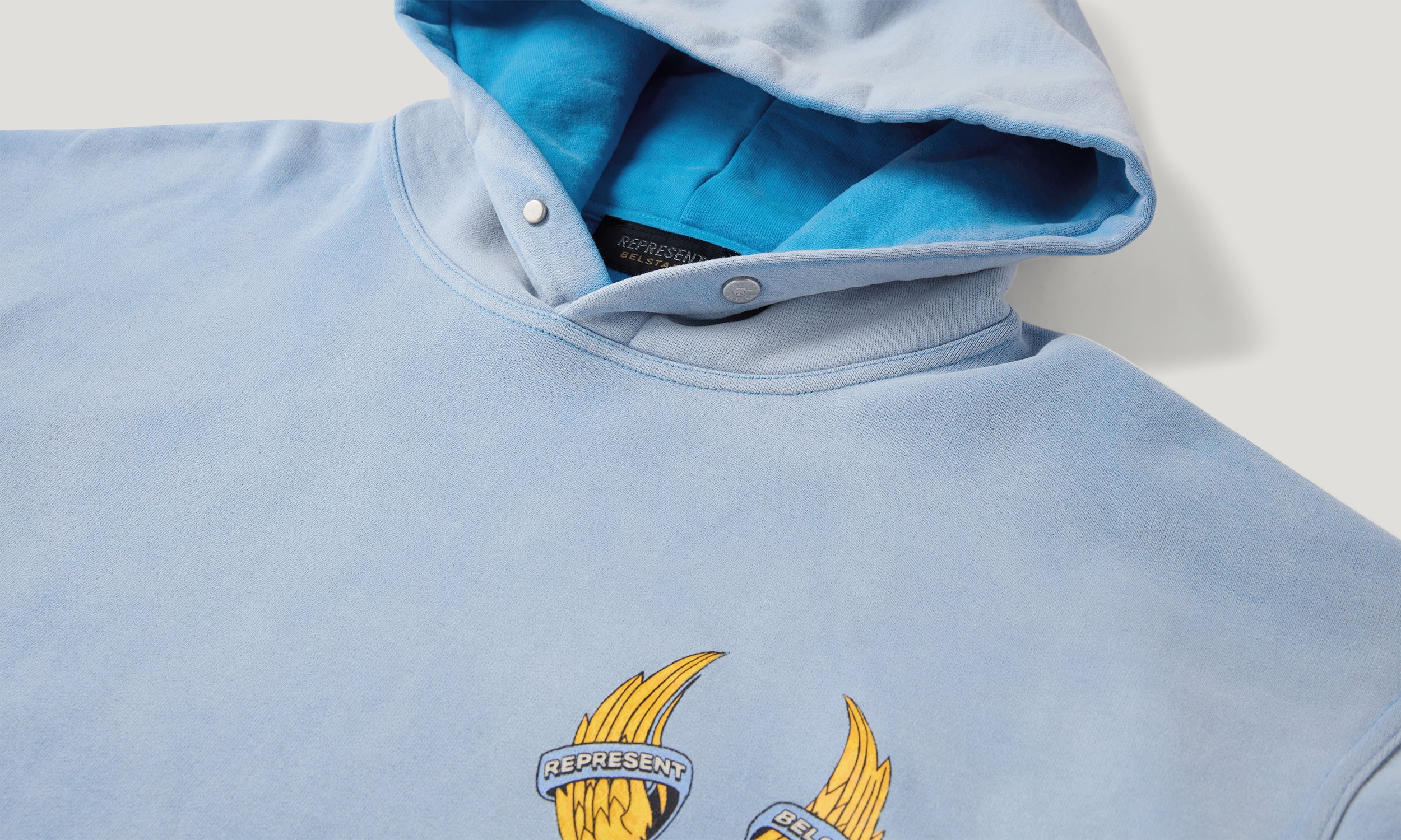 BELSTAFF X REPRESENT BORN TO BIKE HOODIE - Washed Blue