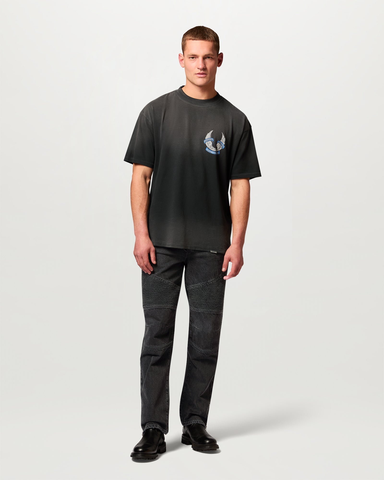 BELSTAFF X REPRESENT BORN TO BIKE T-SHIRT - Aged Black