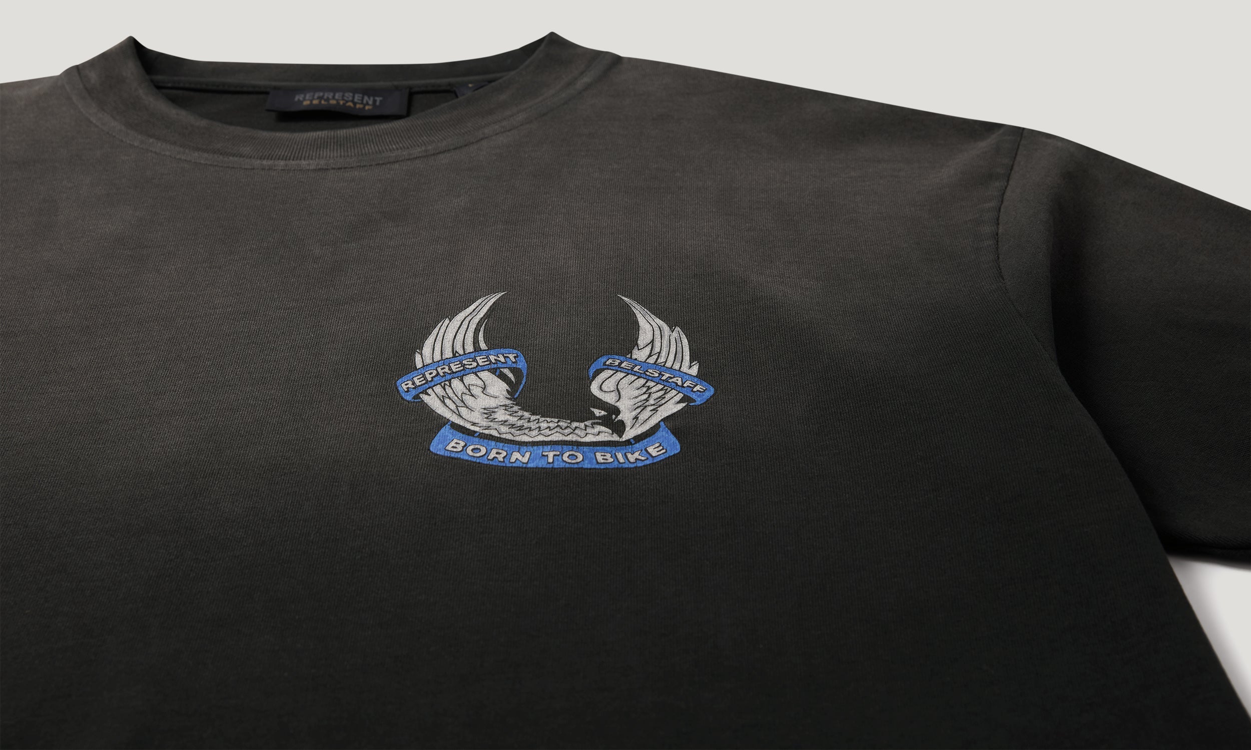 BELSTAFF X REPRESENT BORN TO BIKE T-SHIRT - Aged Black