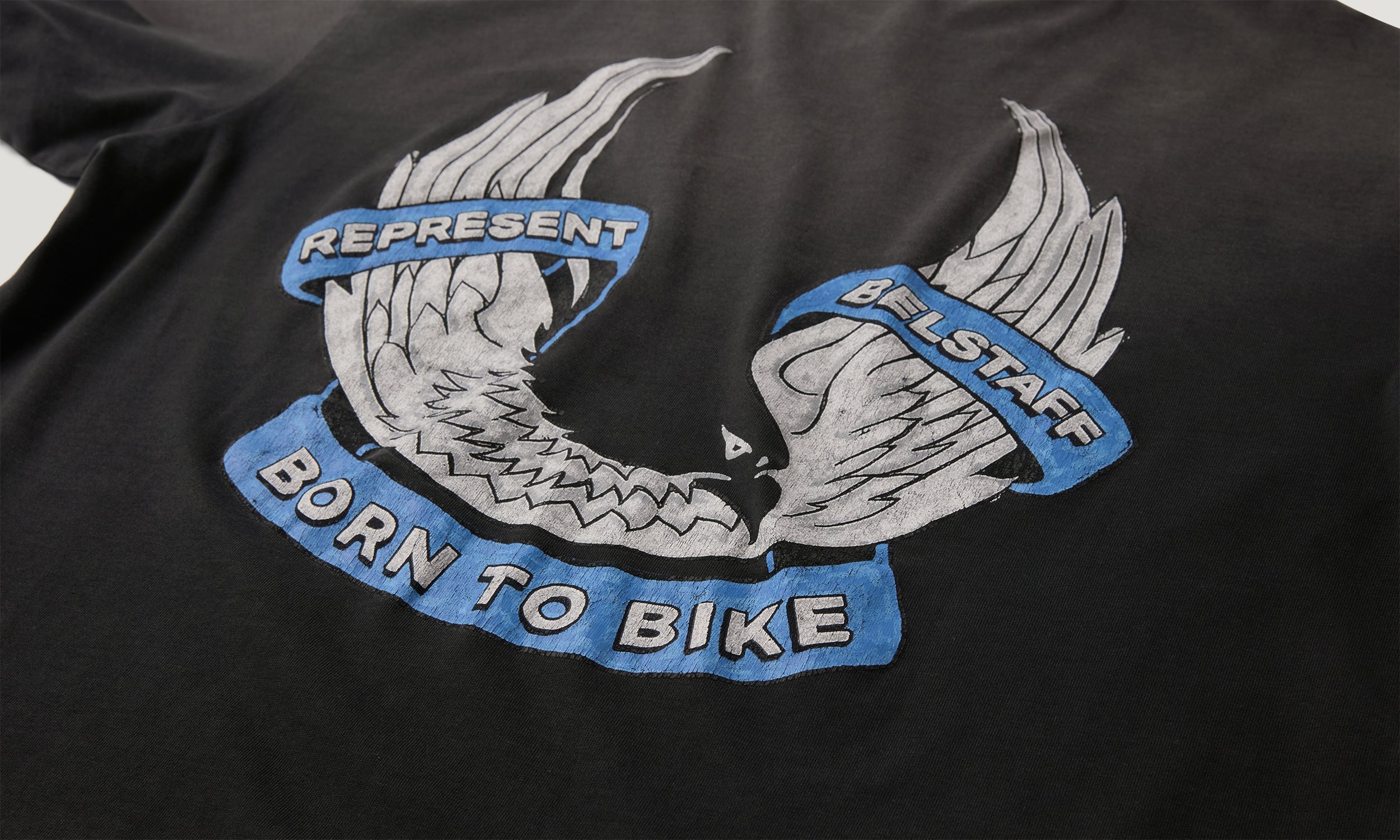 BELSTAFF X REPRESENT BORN TO BIKE T-SHIRT - Aged Black