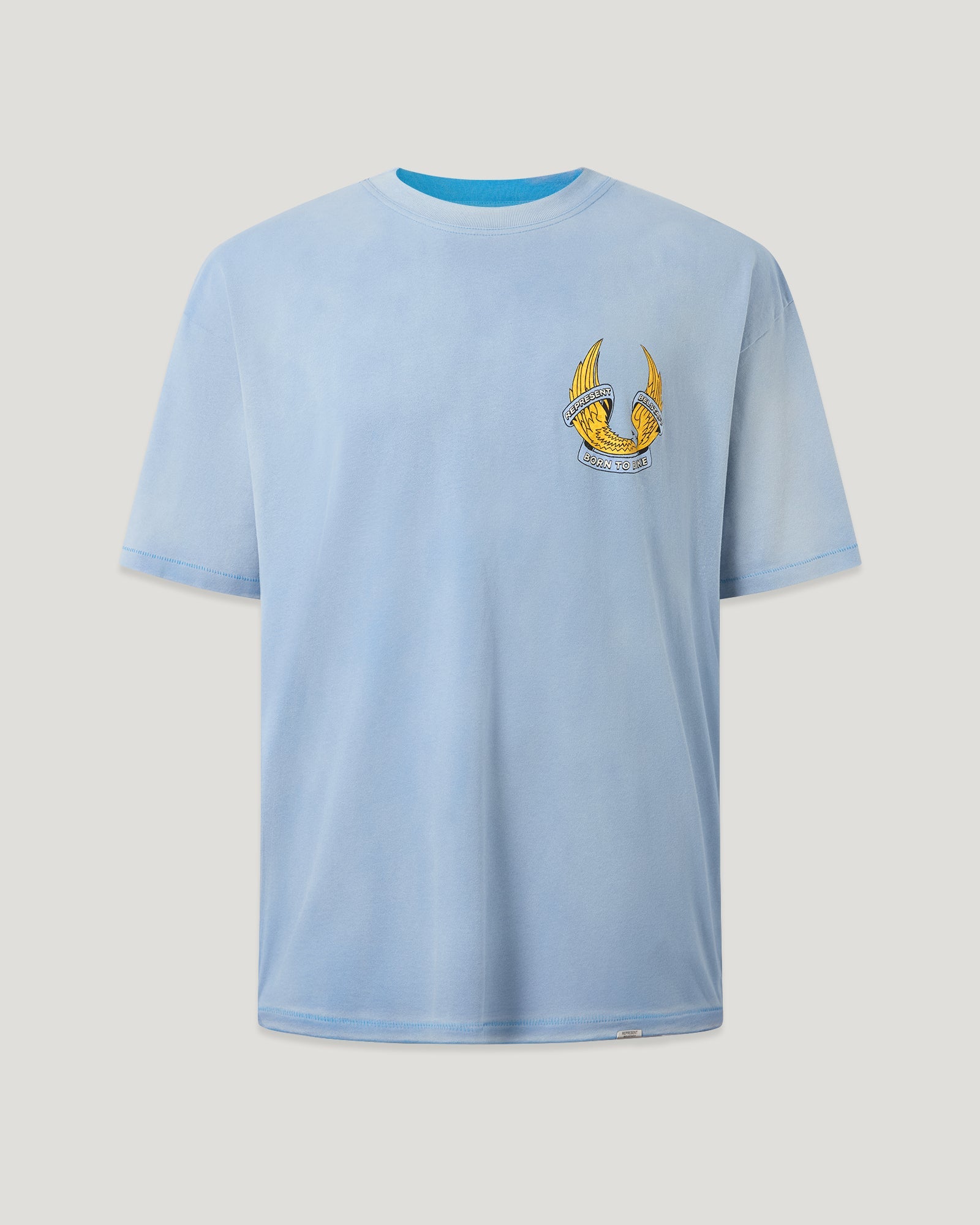 BELSTAFF X REPRESENT BORN TO BIKE T-SHIRT - Washed Blue