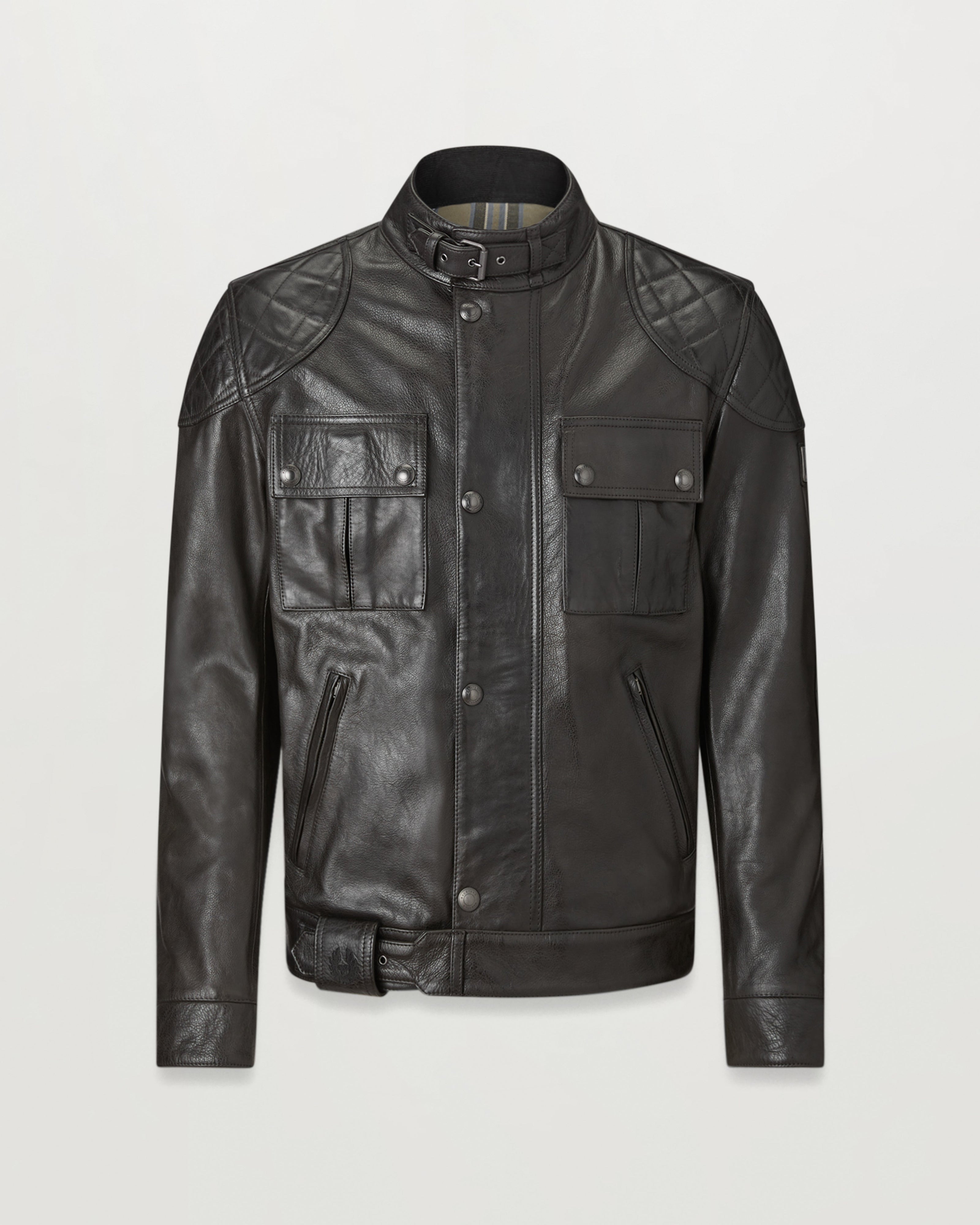 Belstaff Brooklands Motorcycle Leather Jacket, black, Size L for Men