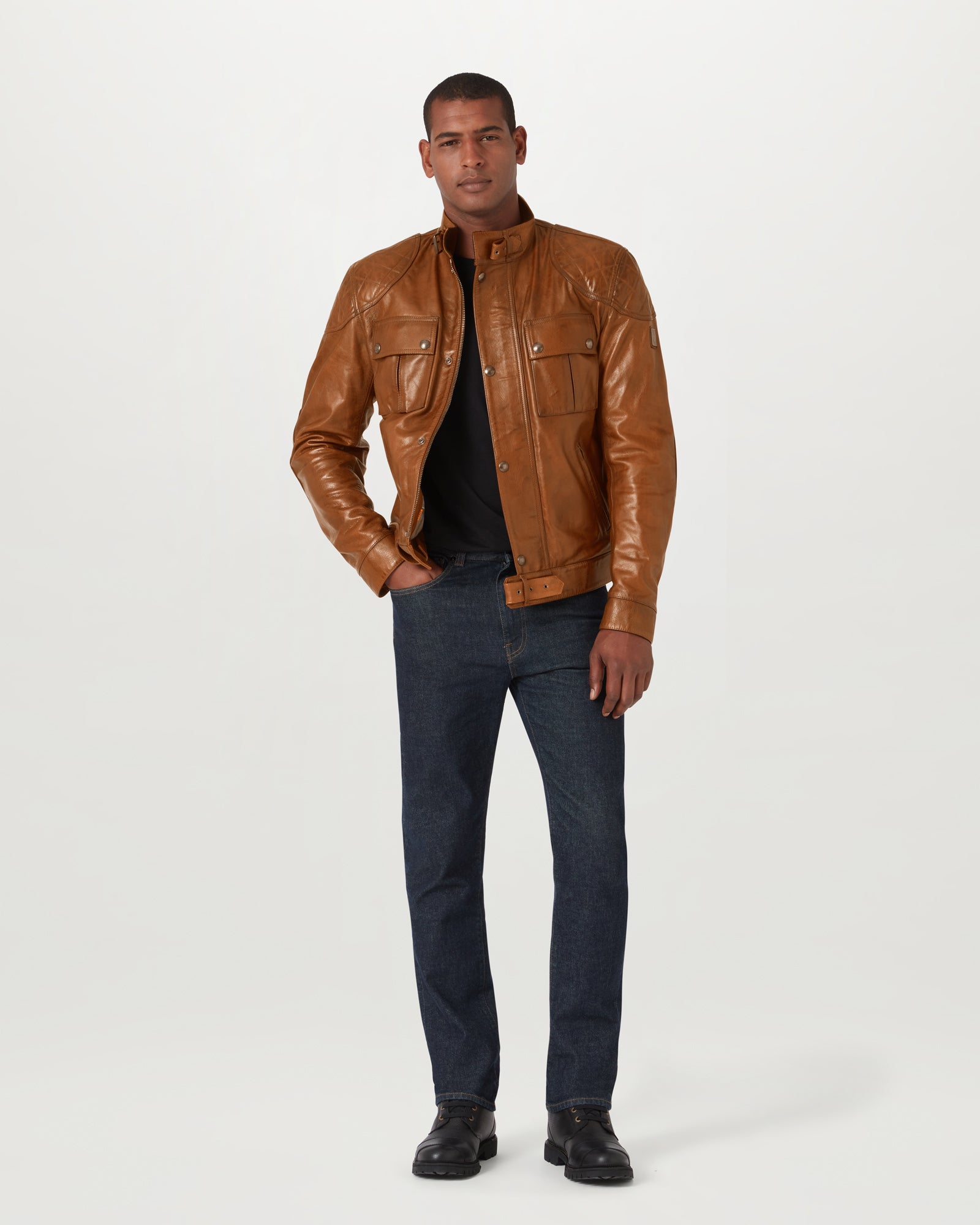 CHAQUETA MOTERA BROOKLANDS - Marrón cuero cobrizo