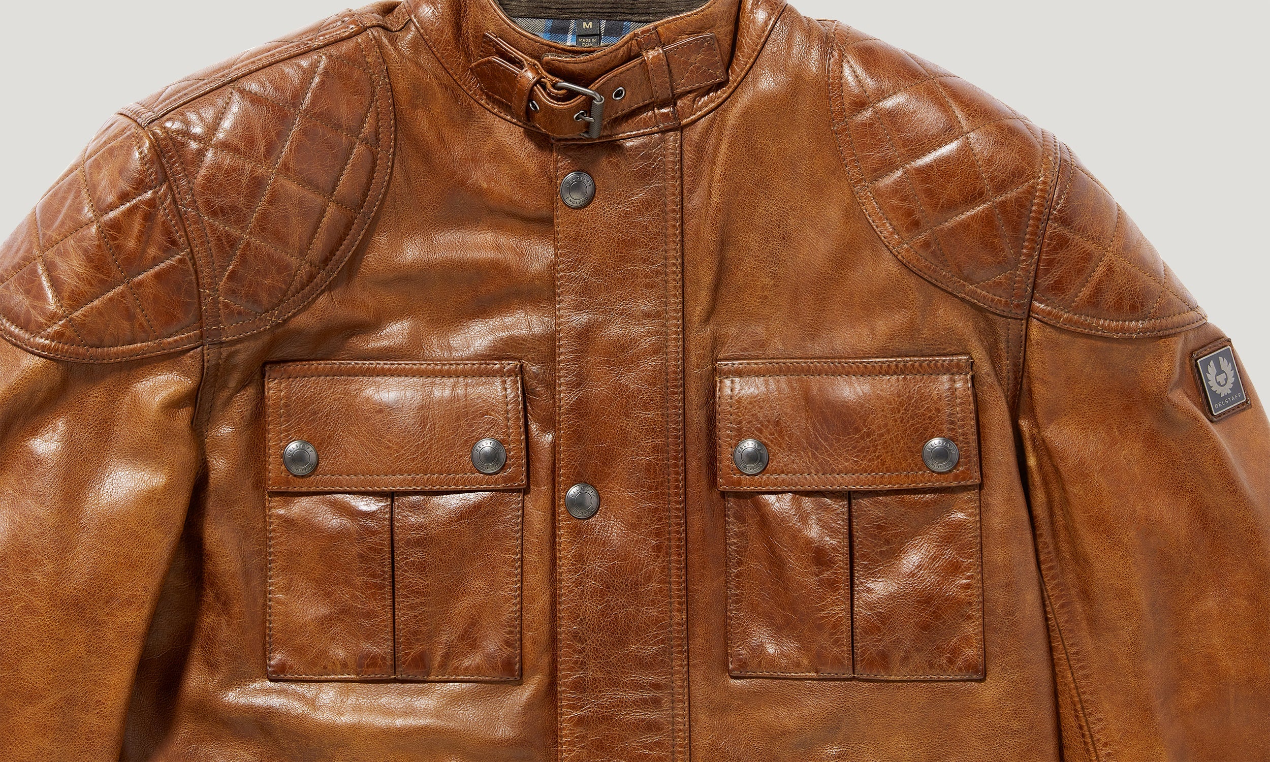 CHAQUETA MOTERA BROOKLANDS - Marrón cuero cobrizo